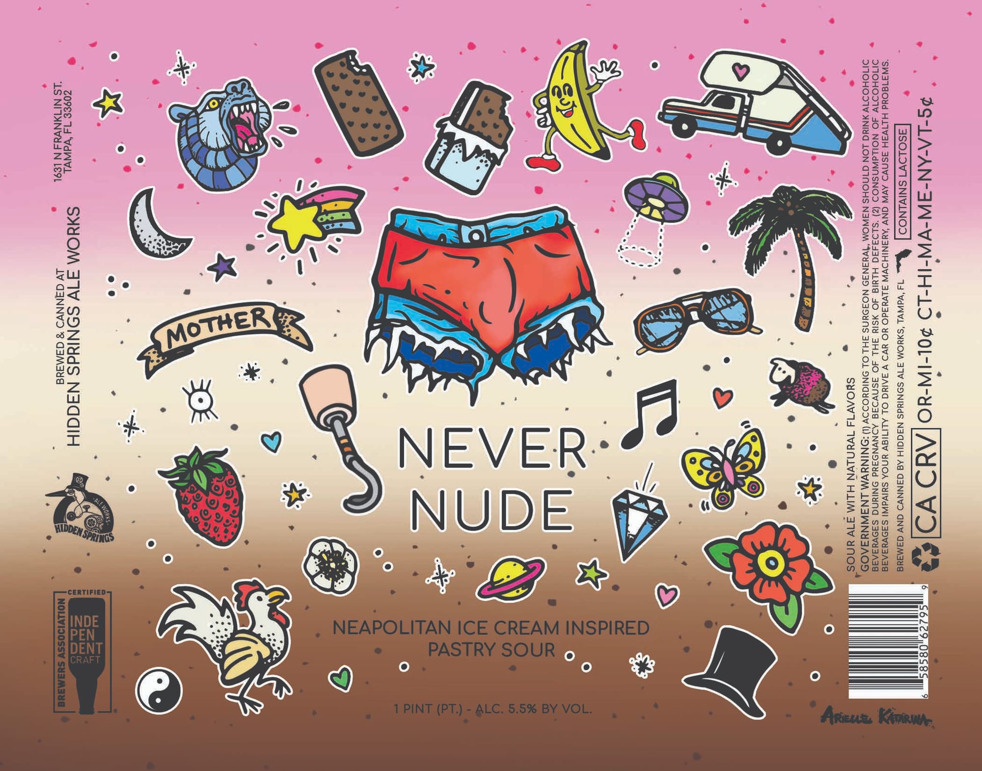 Never Nude by Hiden Springs Ale Works - beer label