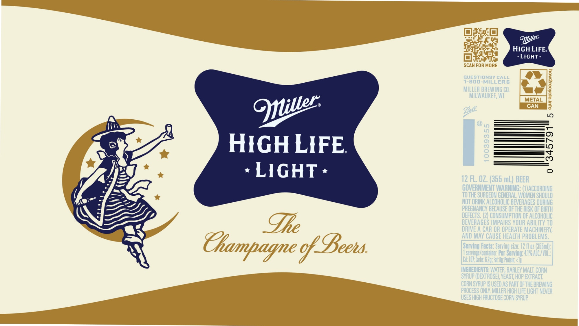 High Life Light by Miller Brewing Co. - beer label