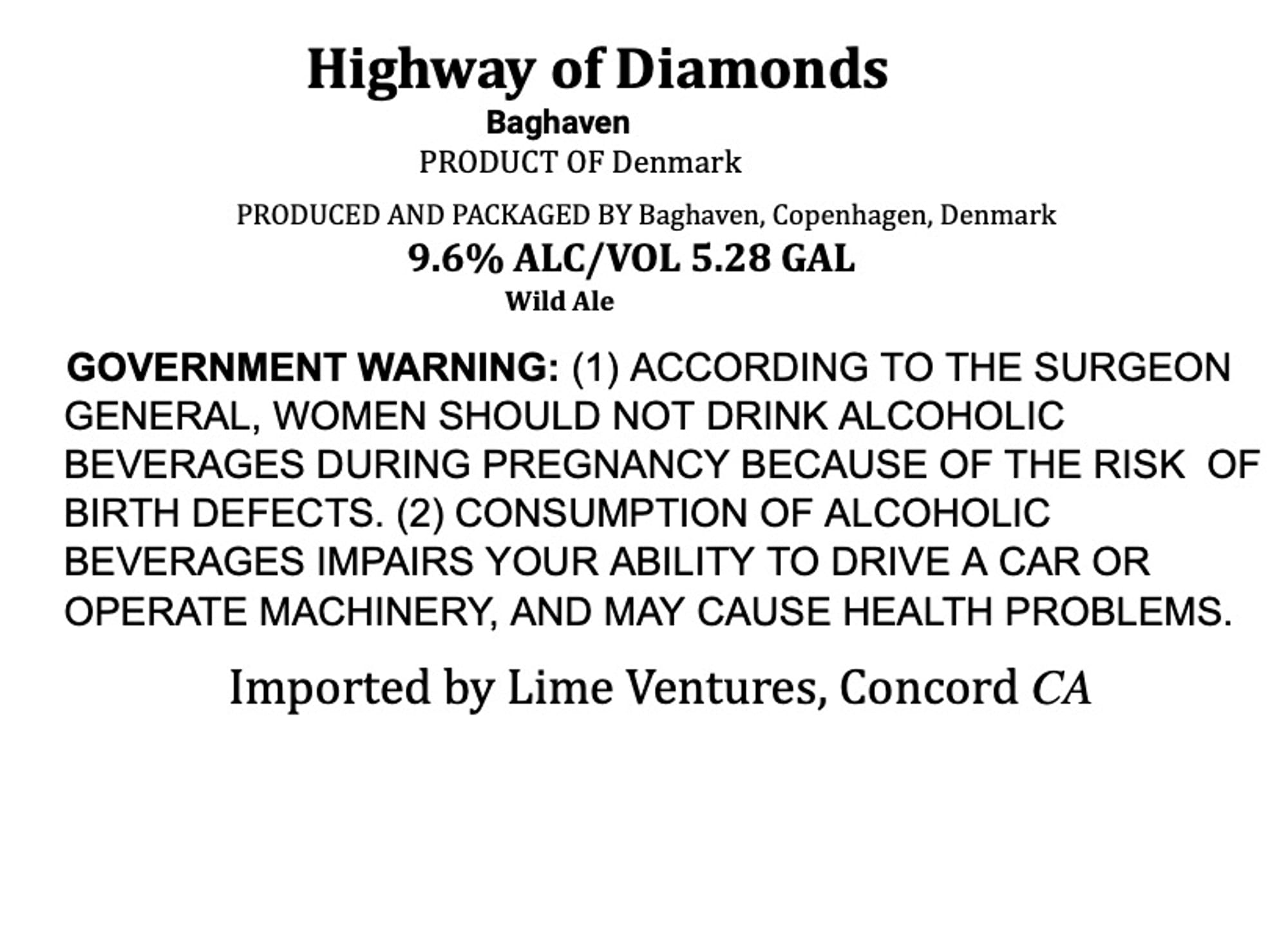 Highway of Diamonds by Baghaven - beer label