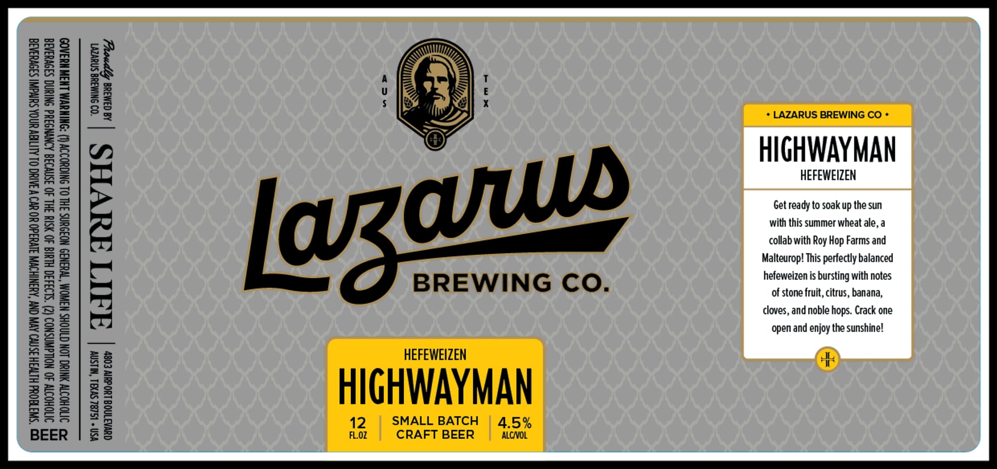 Highwayman by Lazarus Brewing Co. - beer label