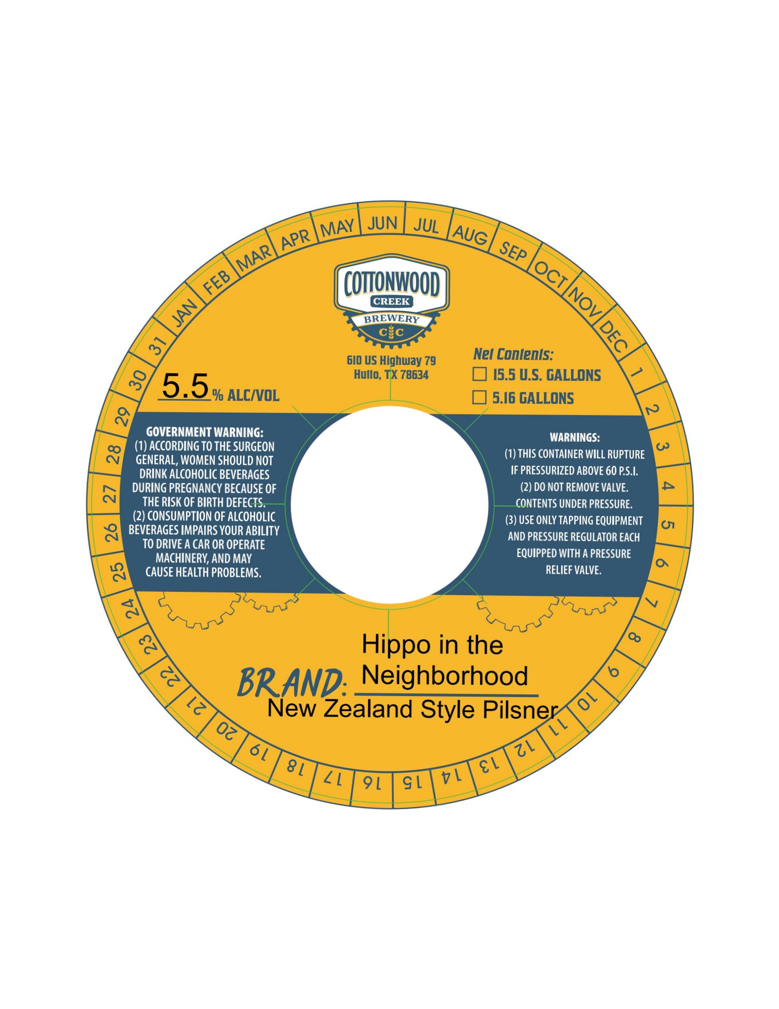 Hippo in the Neighborhood by Cottonwood Creek Brewery - beer label