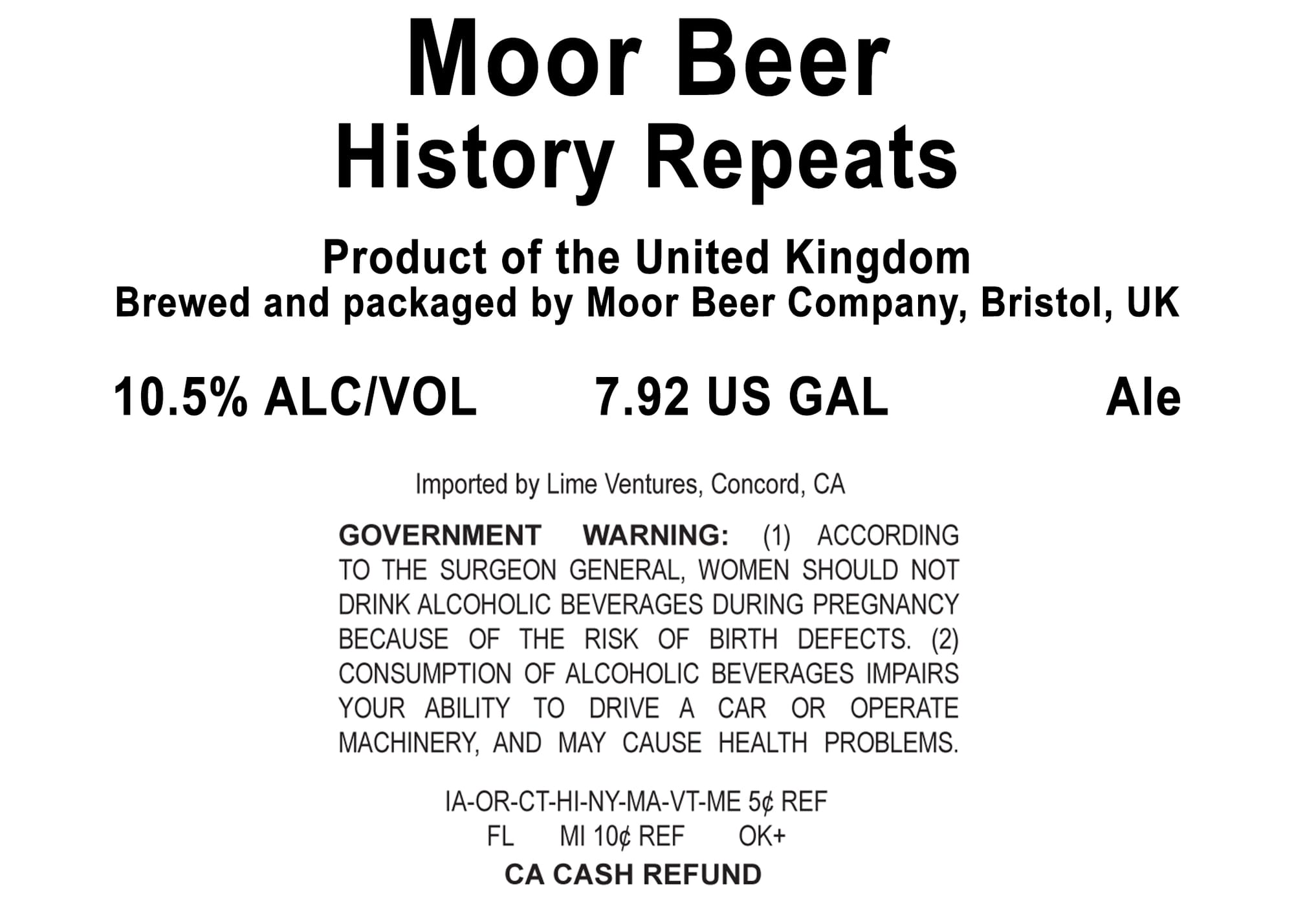 History Repeats by Moor Beer Company - beer label