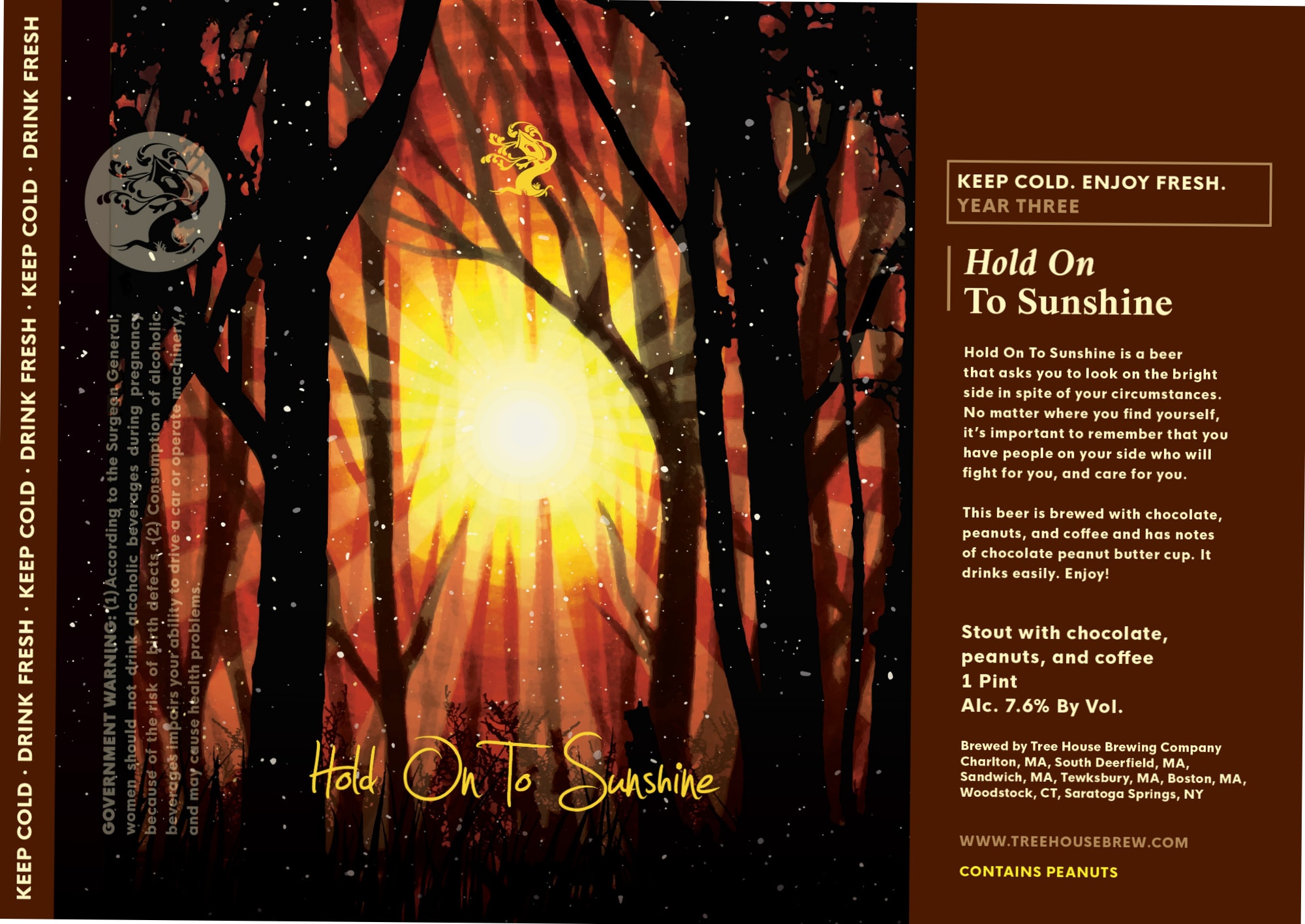 Hold On To Sunshine by Tree House Brewing Company - beer label