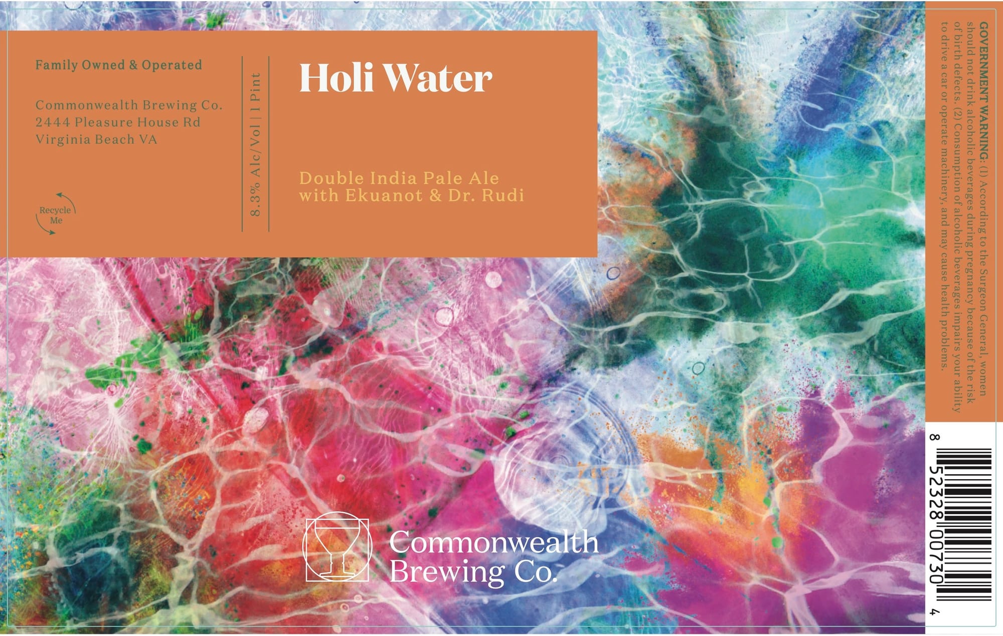 Holi Water by Commonwealth Brewing Co. - beer label