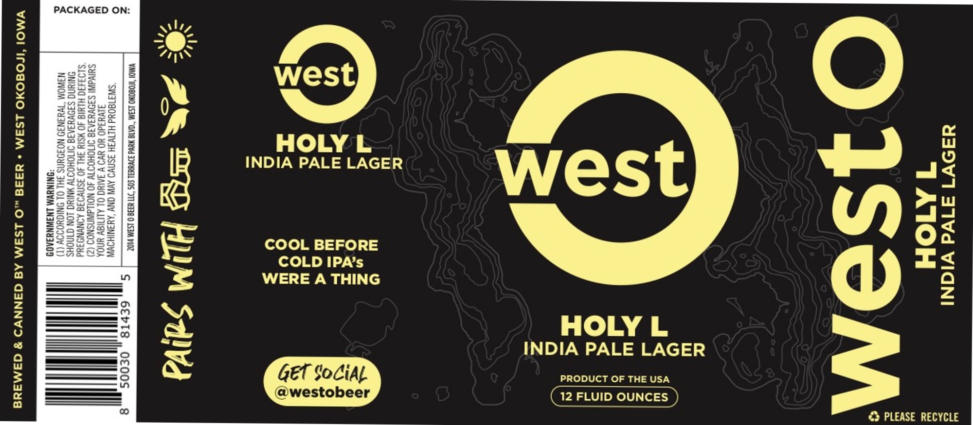 Holy L India Pale Lager by West O Beer - beer label