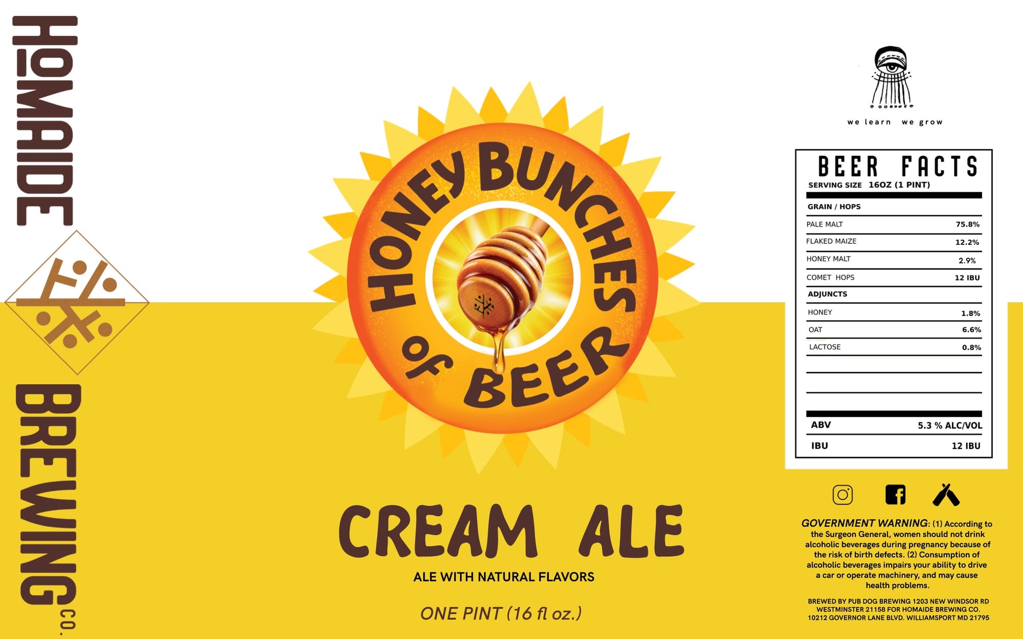 Honey Bunches of Beer by Homade Brewing Co. - beer label