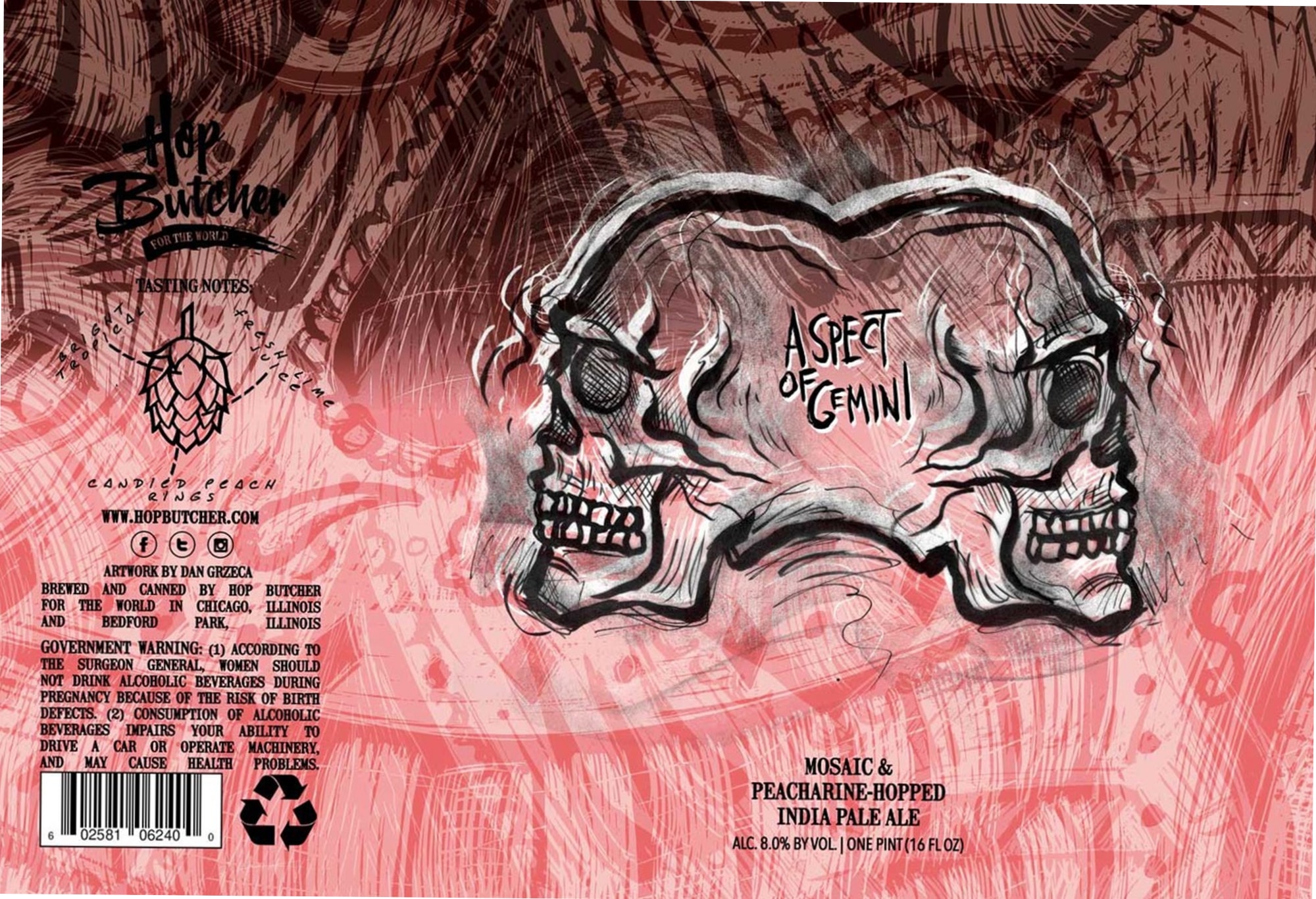 Aspect of Gemini by Hop Butcher for the World - beer label