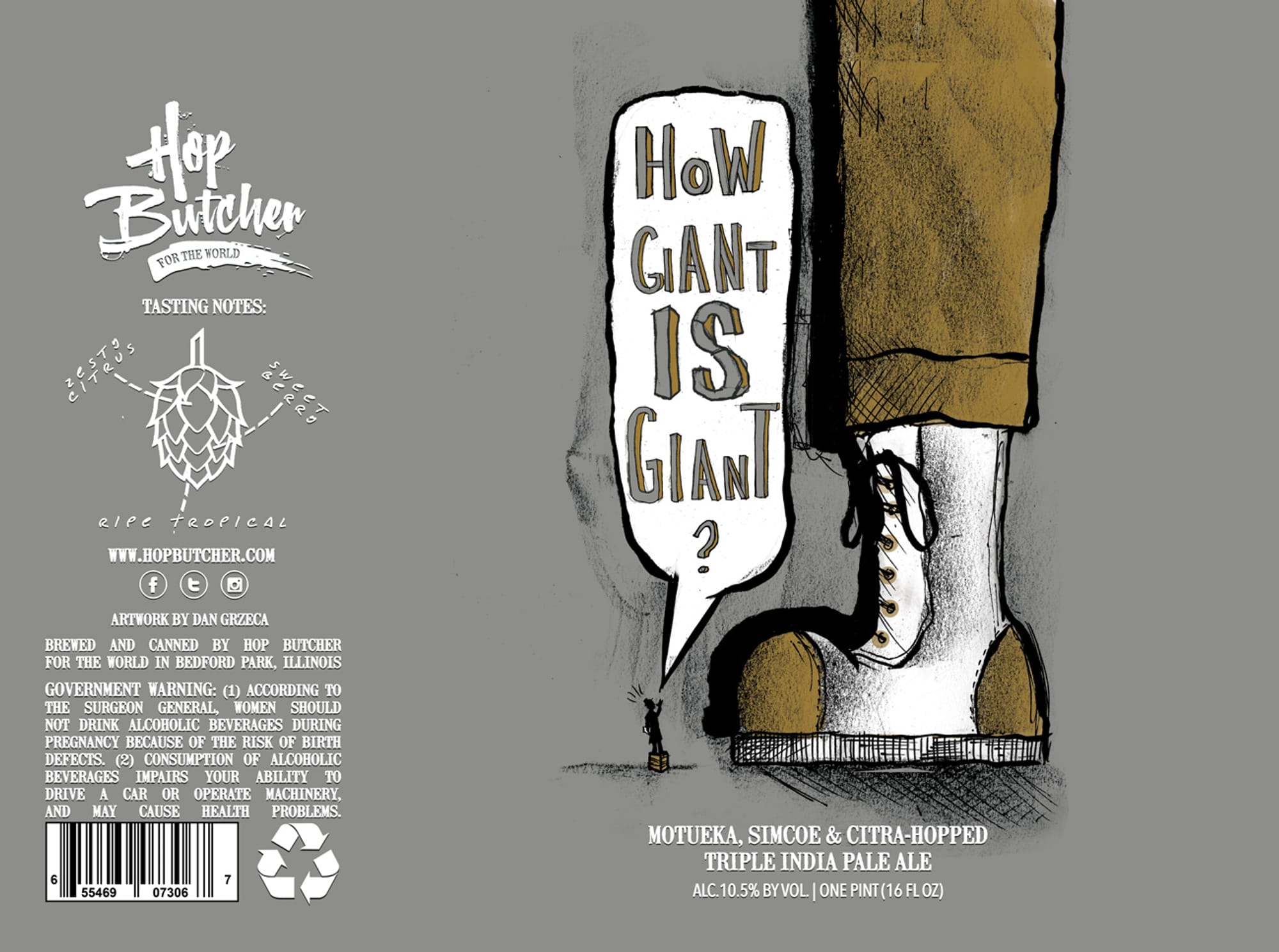 Motueka, Simcoe & Citra-Hopped Triple India Pale Ale by Hop Butcher For The World - beer label