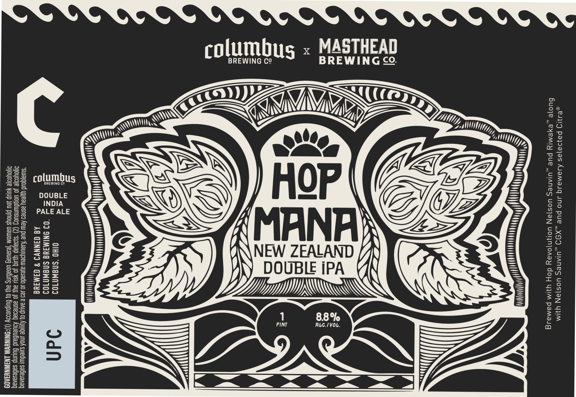 Hop Mana by Columbus Brewing Co. x Masthead Brewing Co. - beer label