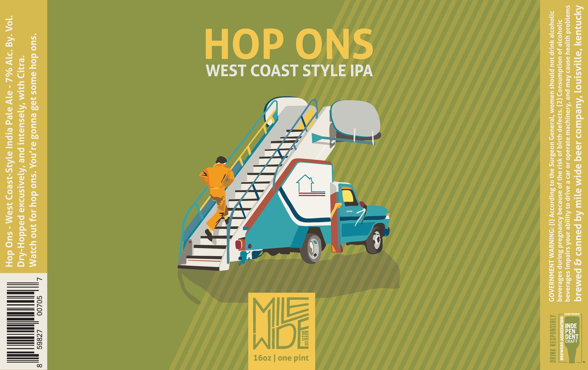 Hop Ons by Mile Wide Beer Company - beer label