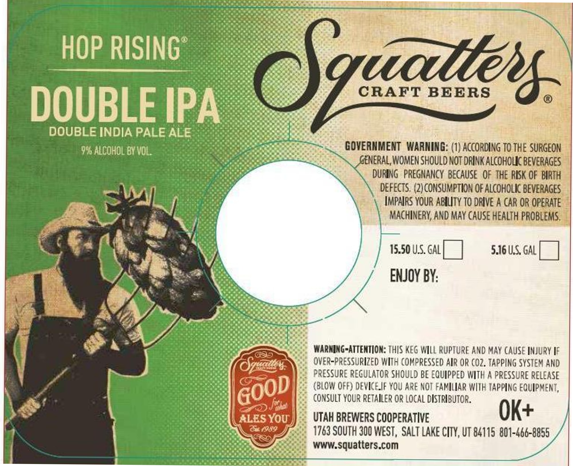 Hop Rising Double IPA by Squatters Craft Beers - beer label