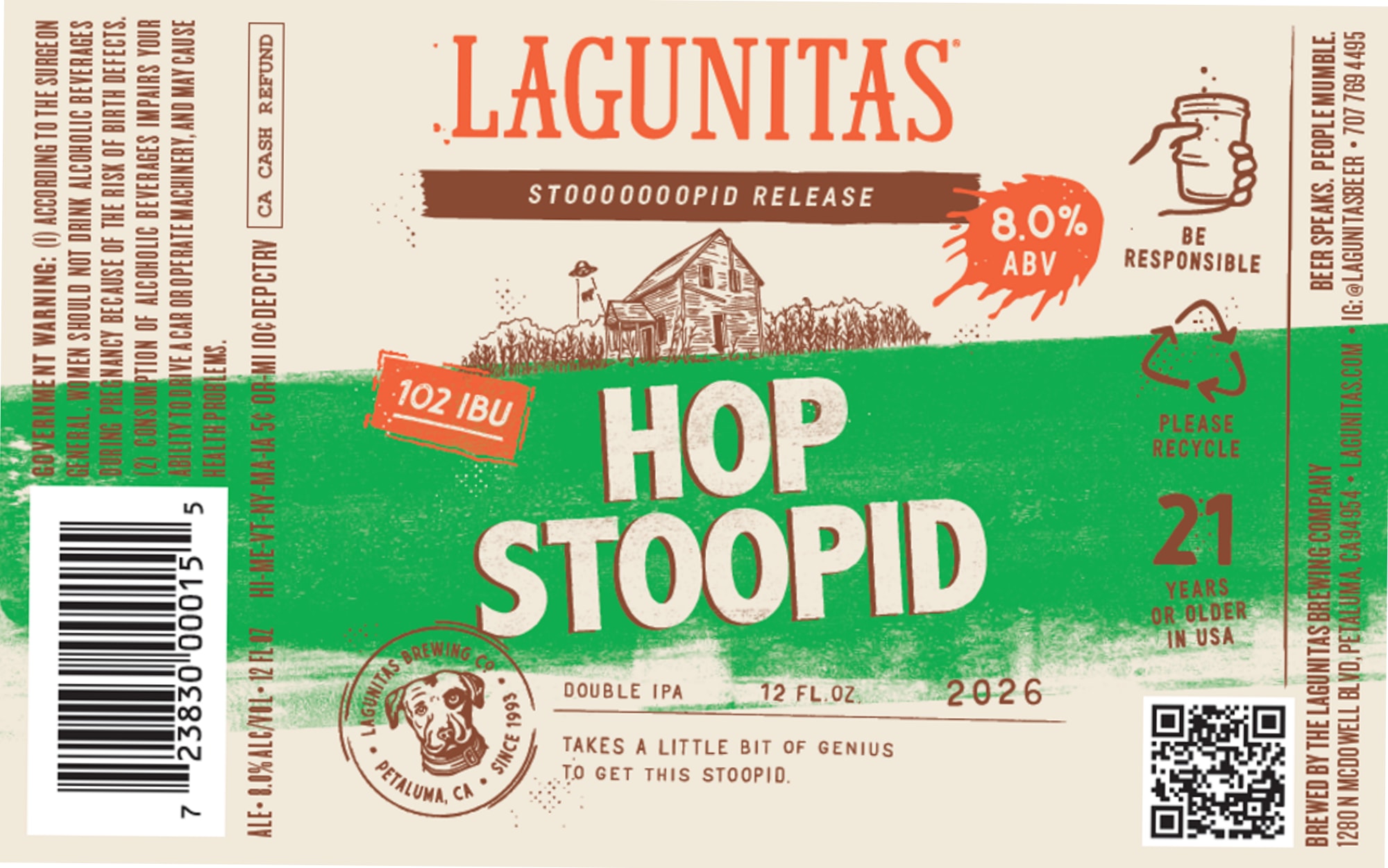Hop Stoopid by Lagunitas Brewing Company - beer label