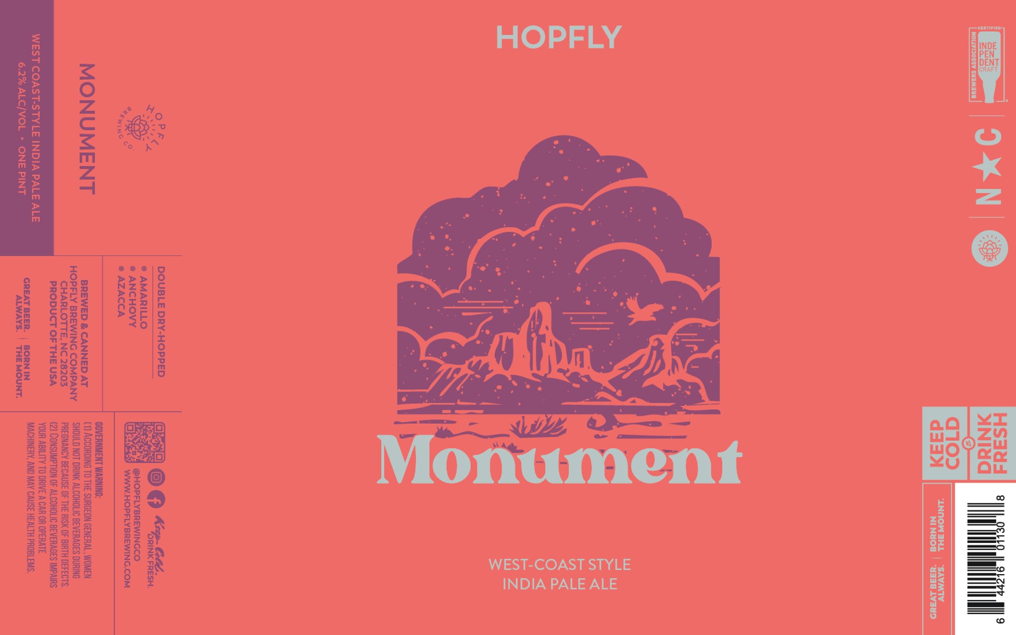 HopFly Monument by Ornery Beer Company - beer label