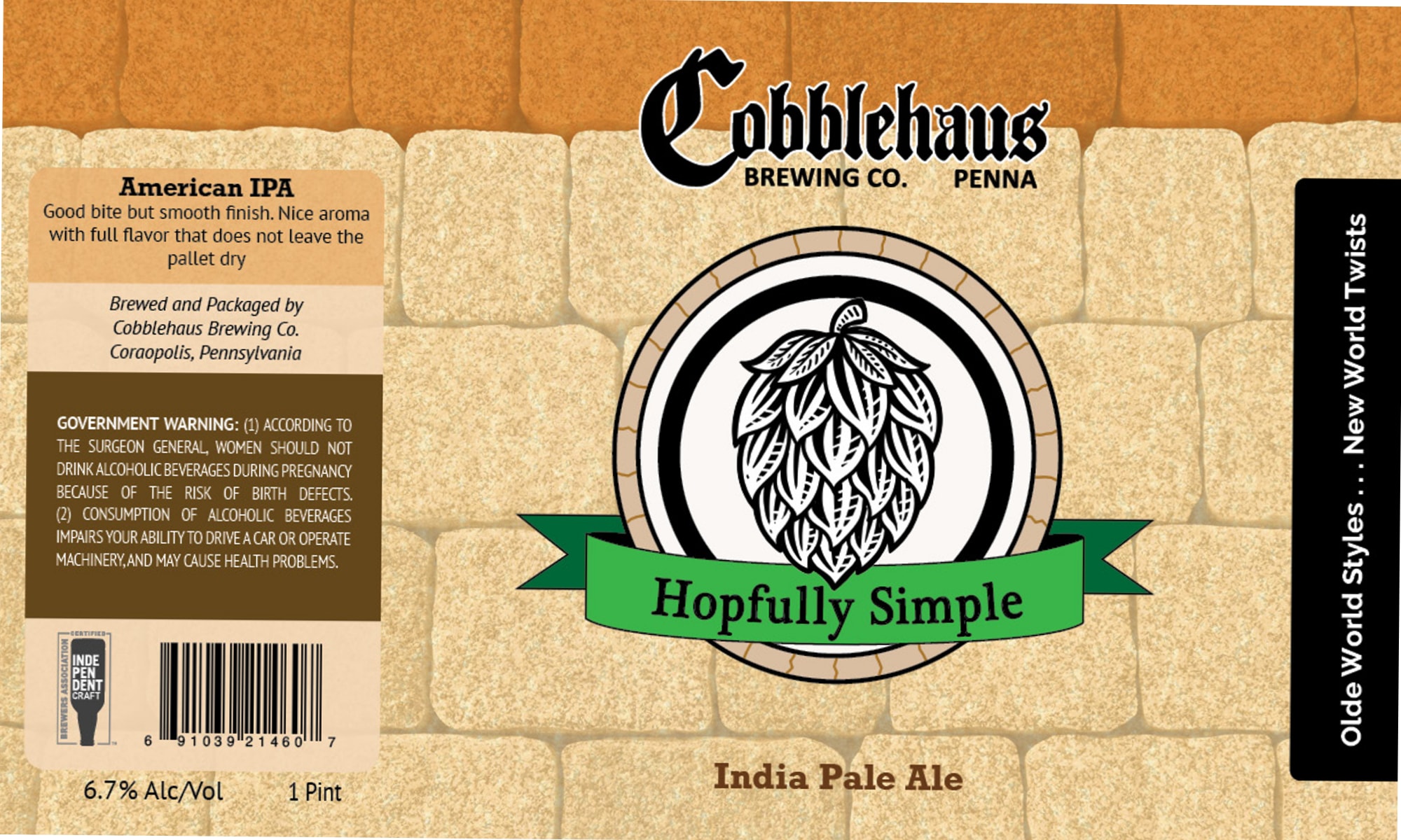 Hopfully Simple by Cobblehaus Brewing Co. - beer label