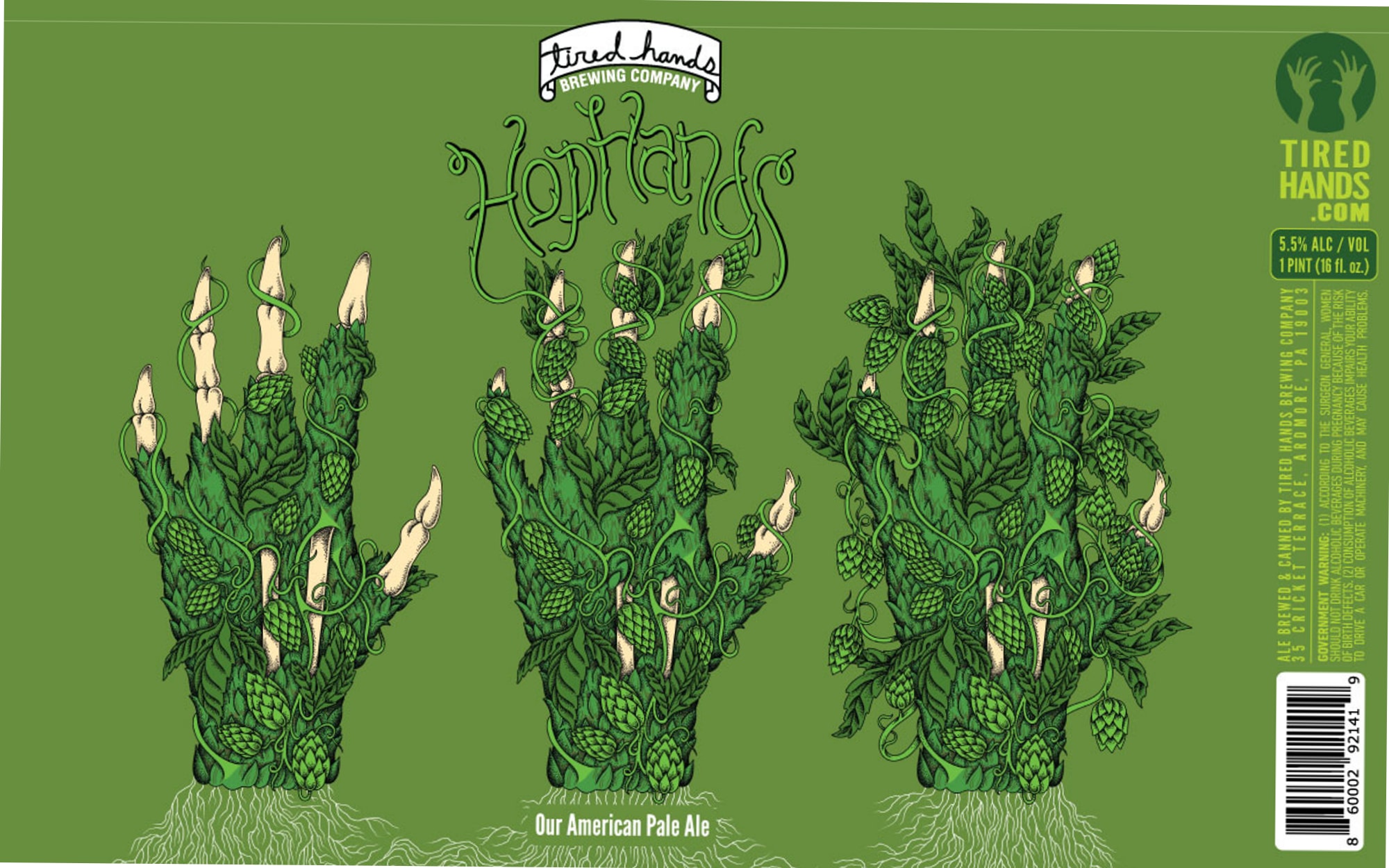 Hoplands by Tired Hands Brewing Company - beer label