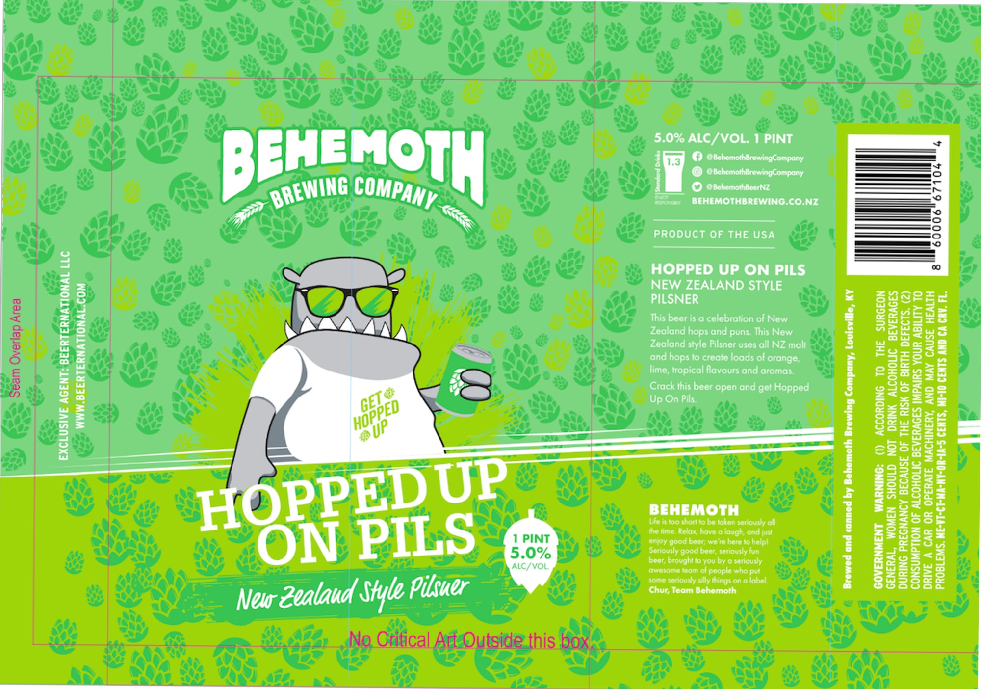 Hopped Up On Pils by Behemoth Brewing Company - beer label