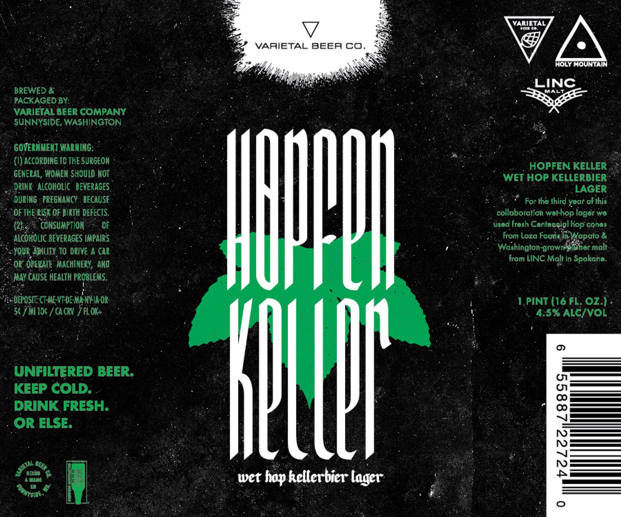 Hoppen Keller by Varietal Beer Co. - beer label