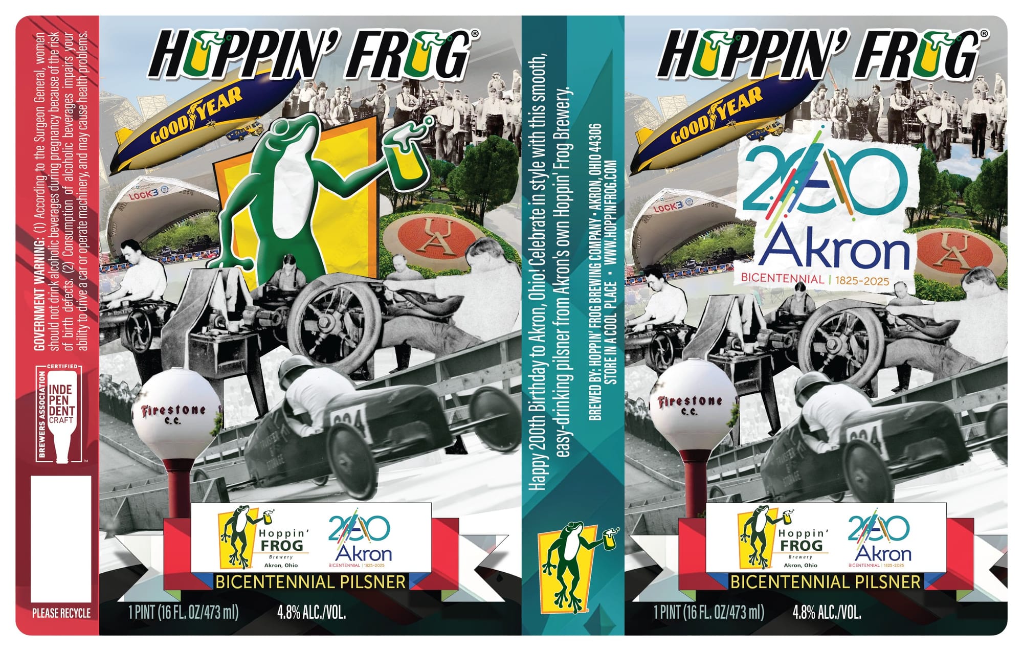 Hoppin' Akron by Hoppin' Frog Brewery - beer label