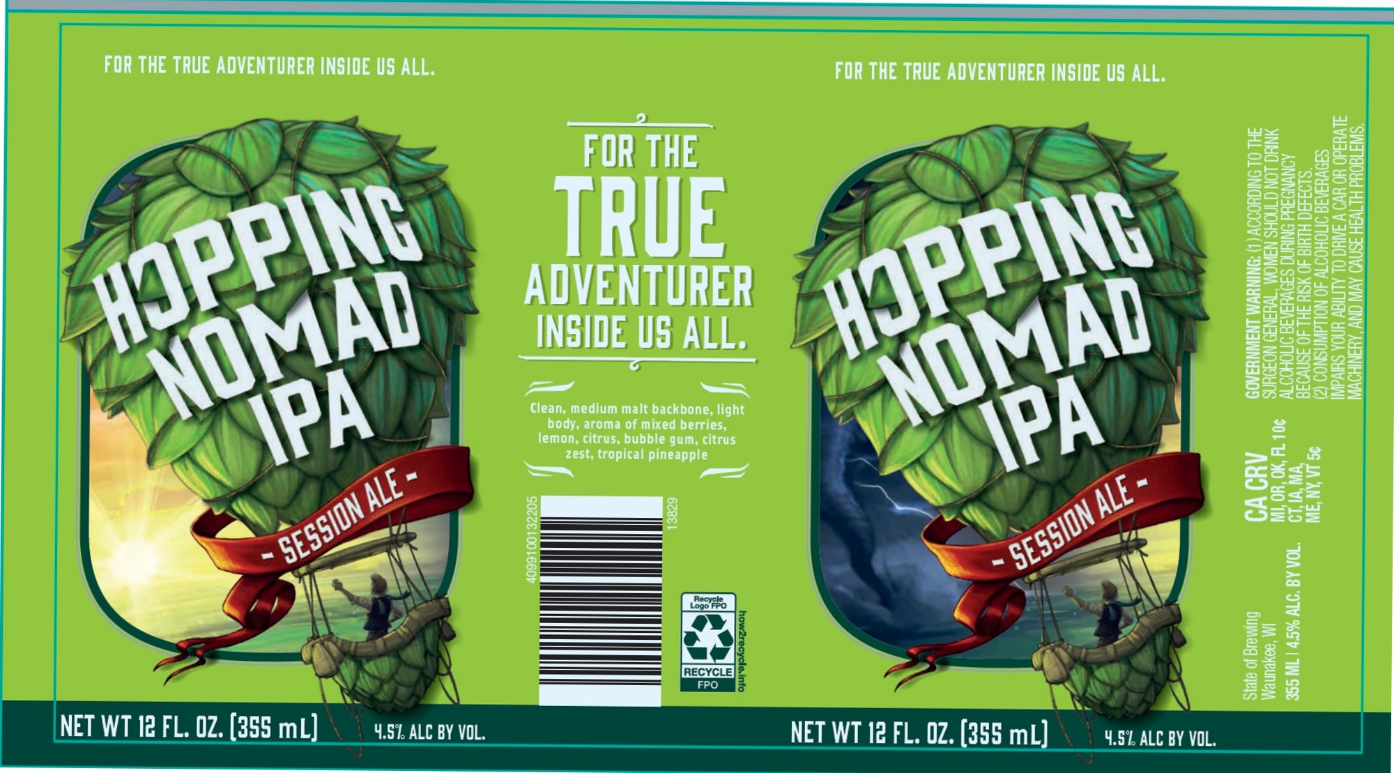 Hopping Nomad IPA by State of Brewing - beer label