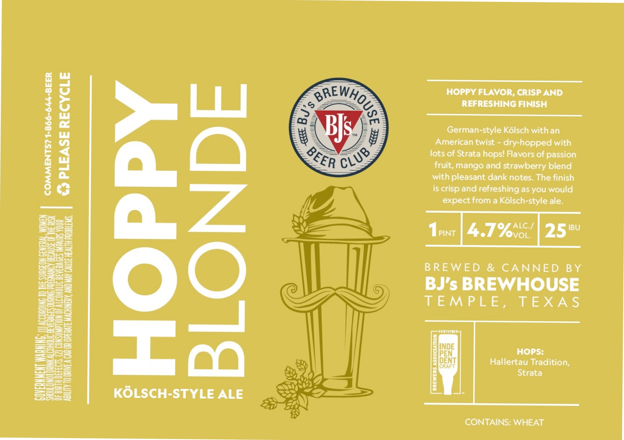 Hoppy Blonde by BJ’s BrewHouse - beer label