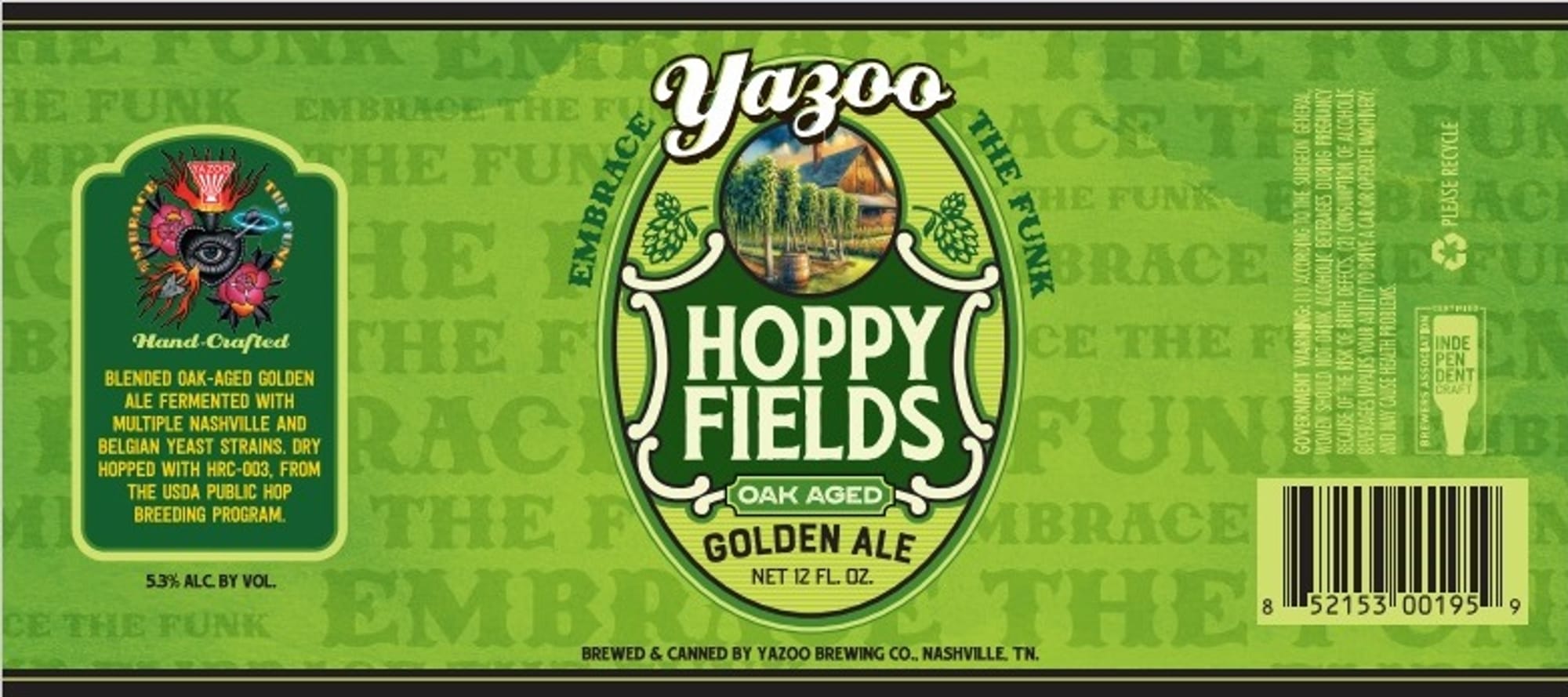 Hoppy Fields by Yazoo Brewing Co. - beer label