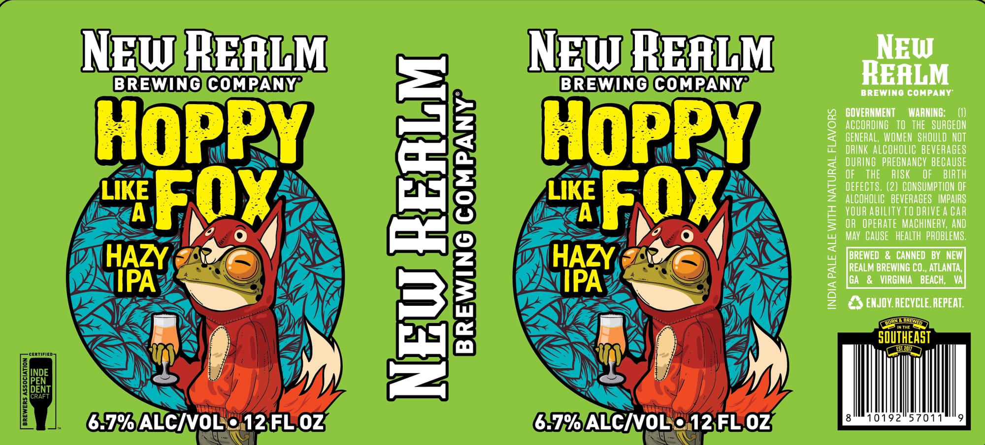 Hoppy Like a Fox by New Realm Brewing Company - beer label
