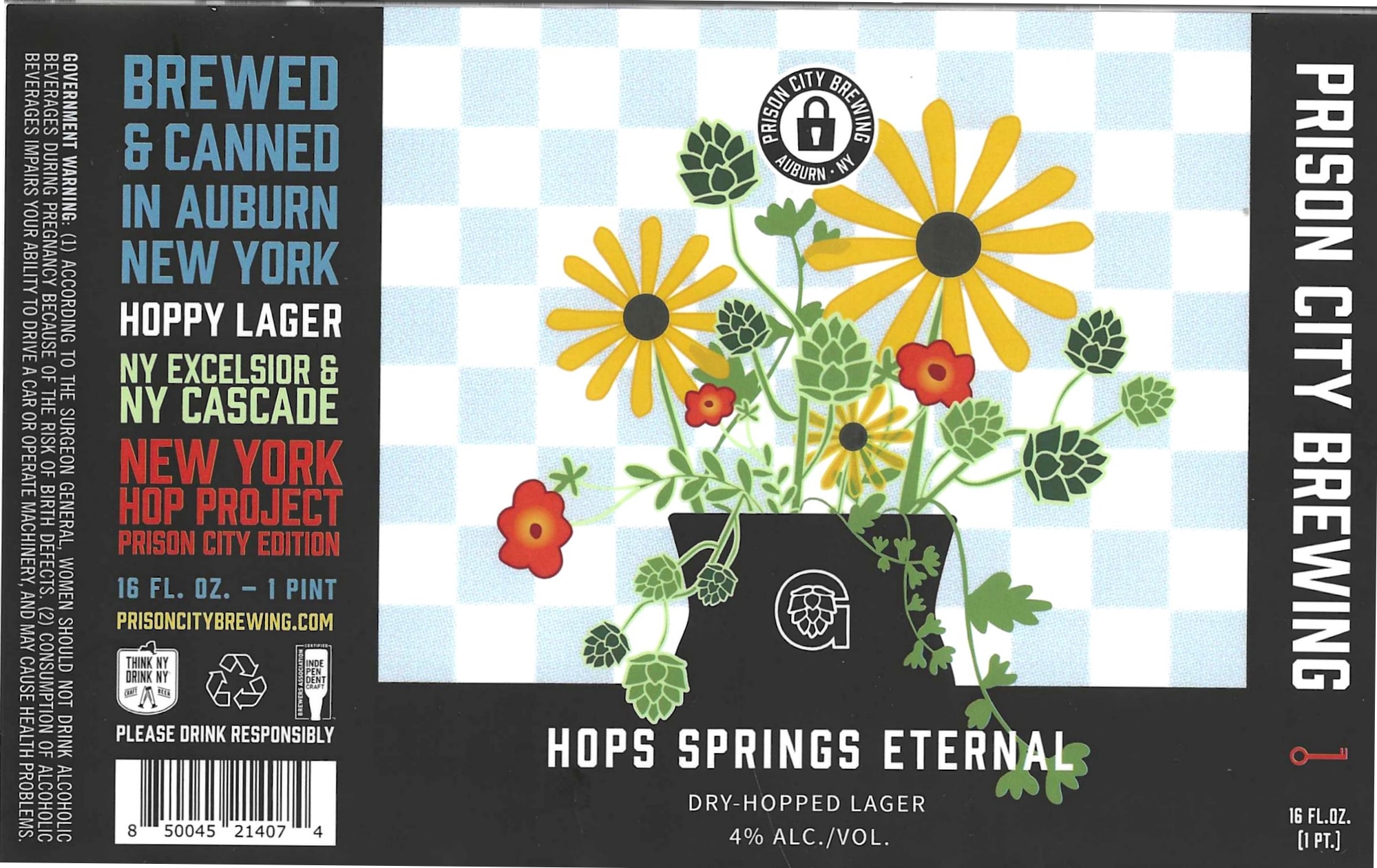 Hops Springs Eternal by Prison City Brewing - beer label