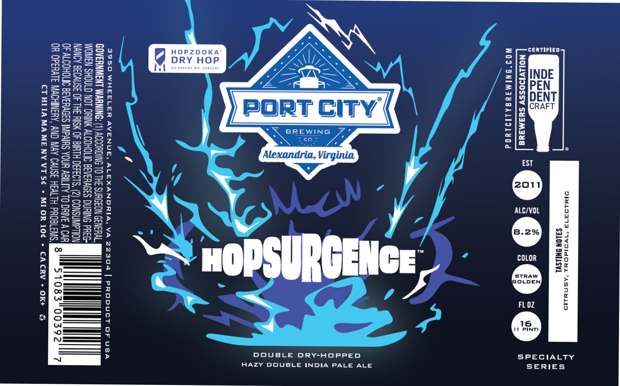 HopSurgence by Port City Brewing - beer label