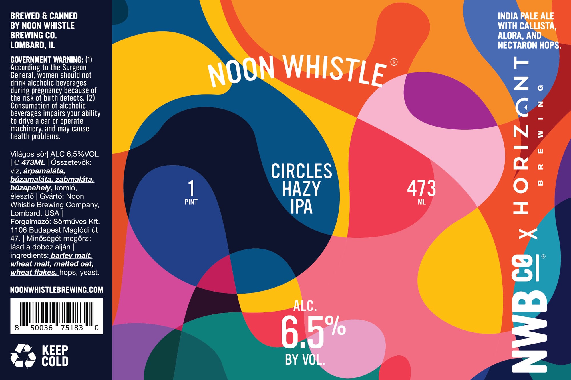 Horizon Circles Hazy IPA by Noon Whistle Brewing - beer label