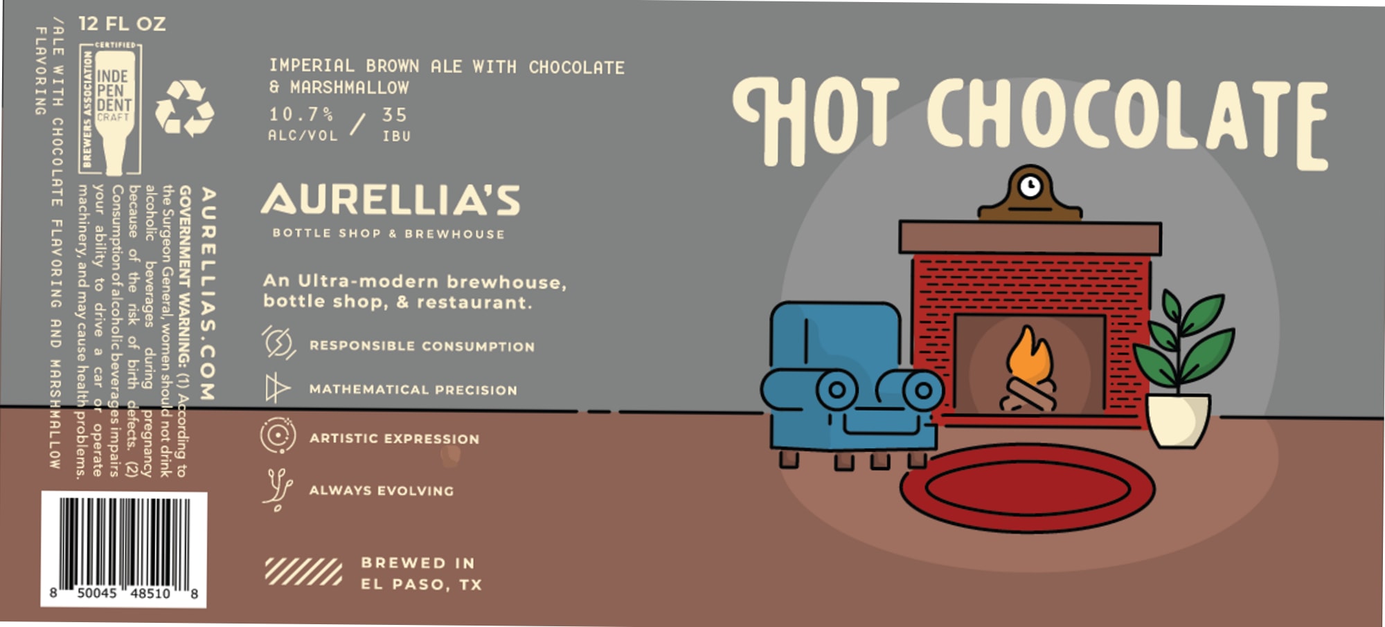 Hot Chocolate by Aurelia's - beer label
