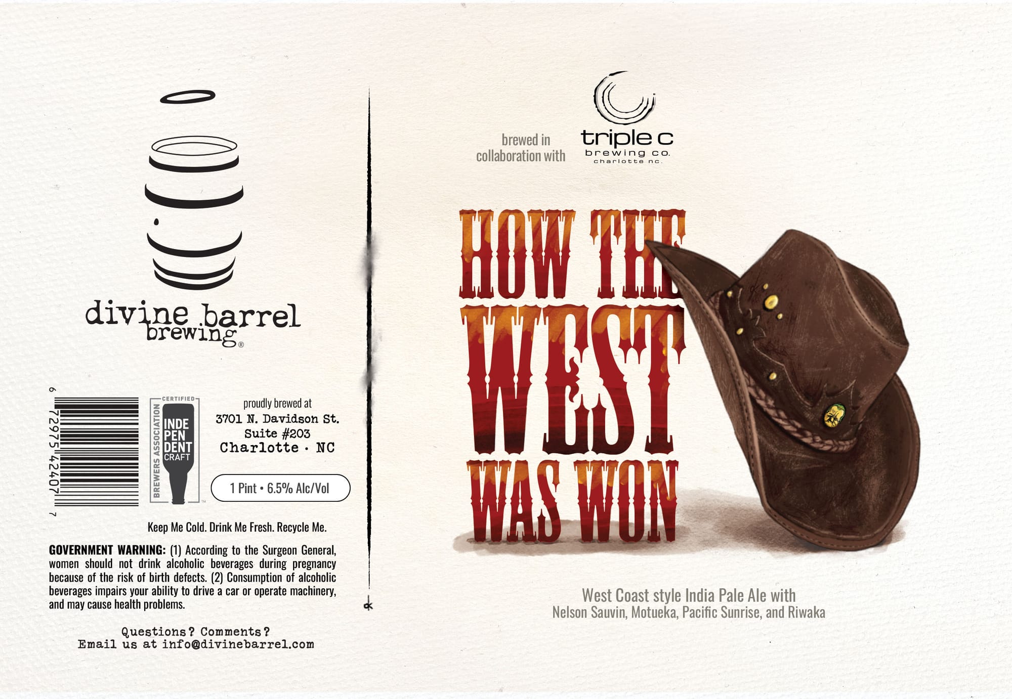 How The West Was Won by Divine Barrel Brewing - beer label