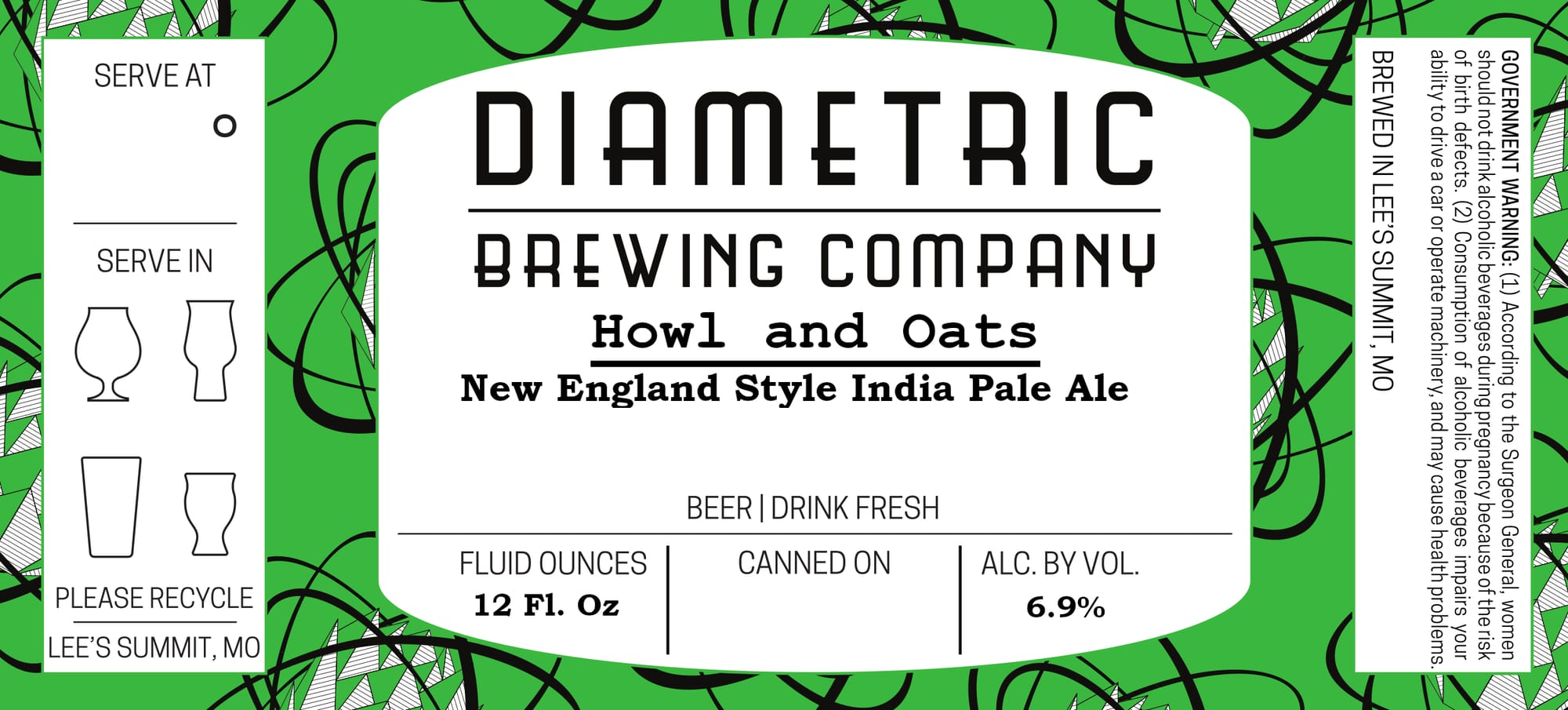Howl and Oats by Diametric Brewing Company - beer label