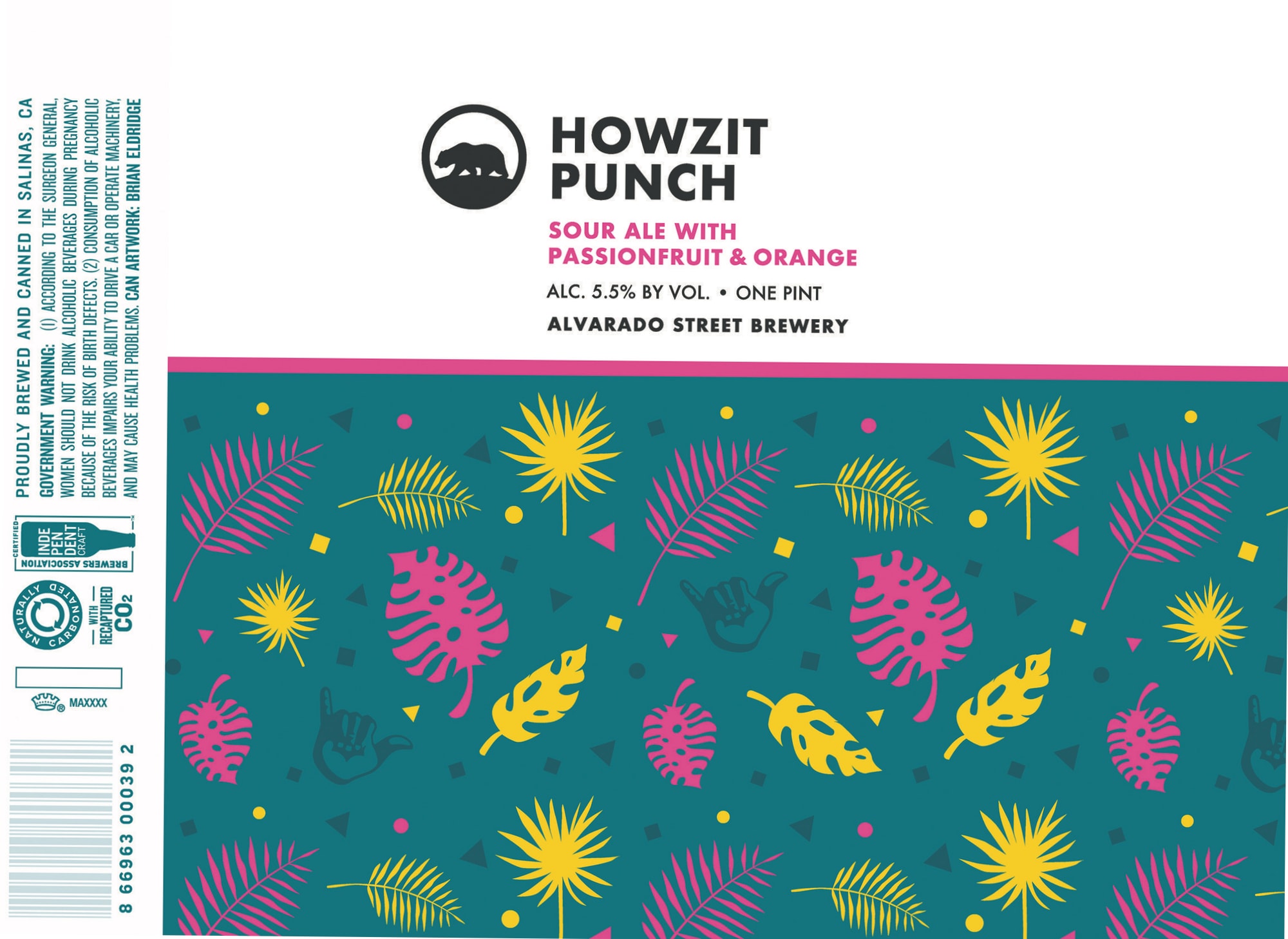 Howzit Punch by Alvarado Street Brewery - beer label