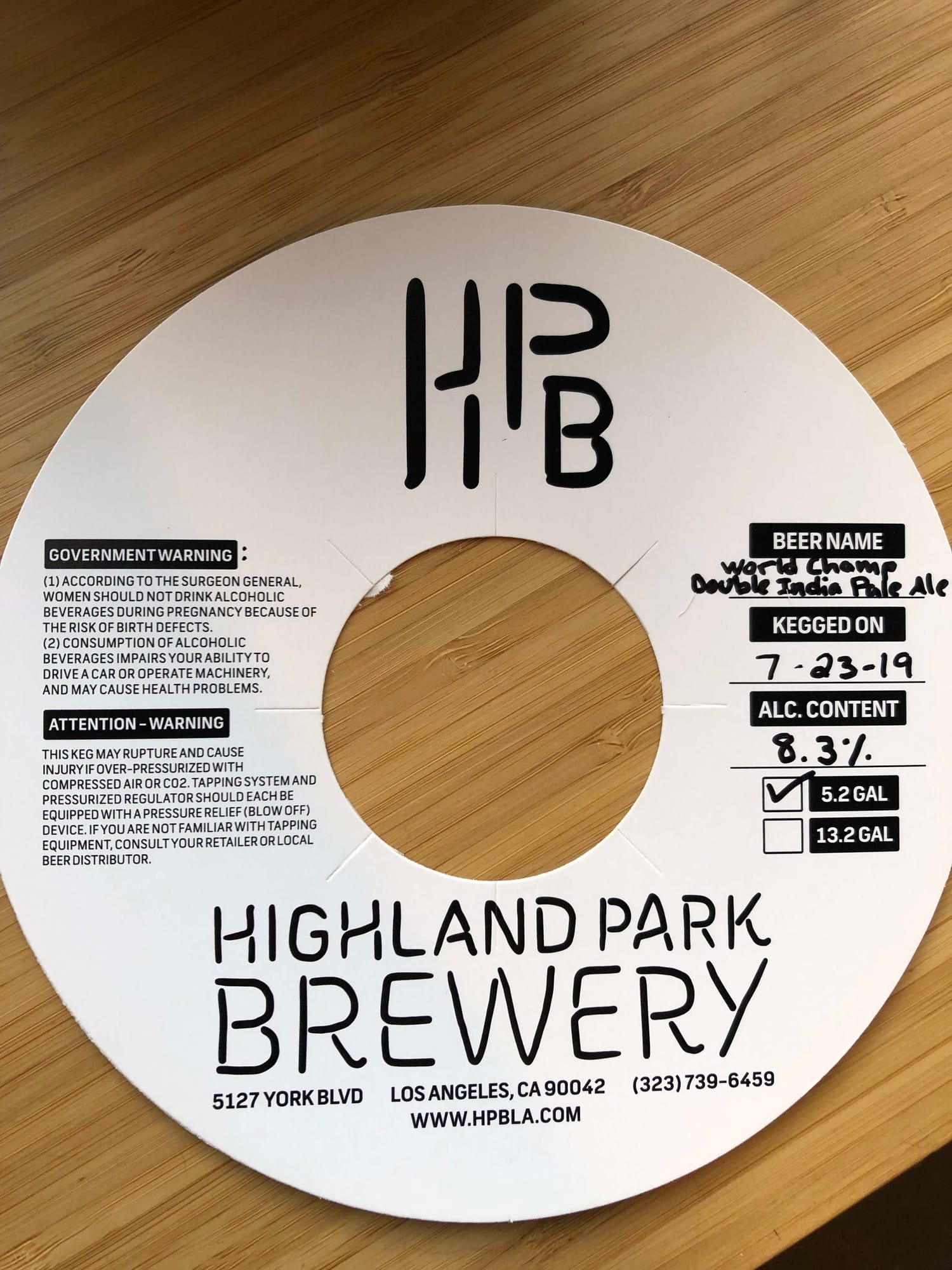 World Champ Double India Pale Ale by Highland Park Brewery - beer label