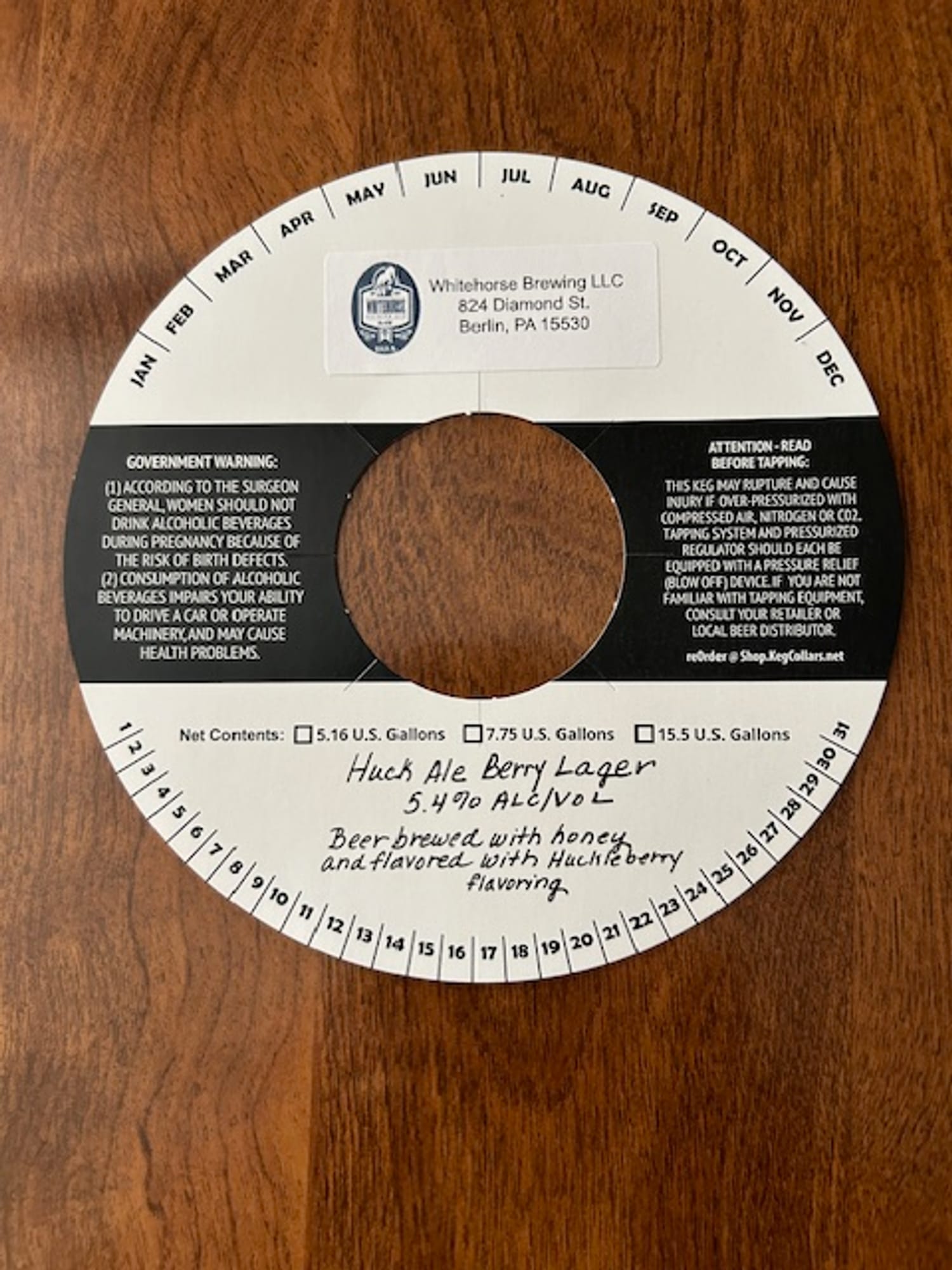 Huck Ale Berry Lager by Whitehorse Brewing LLC - beer label