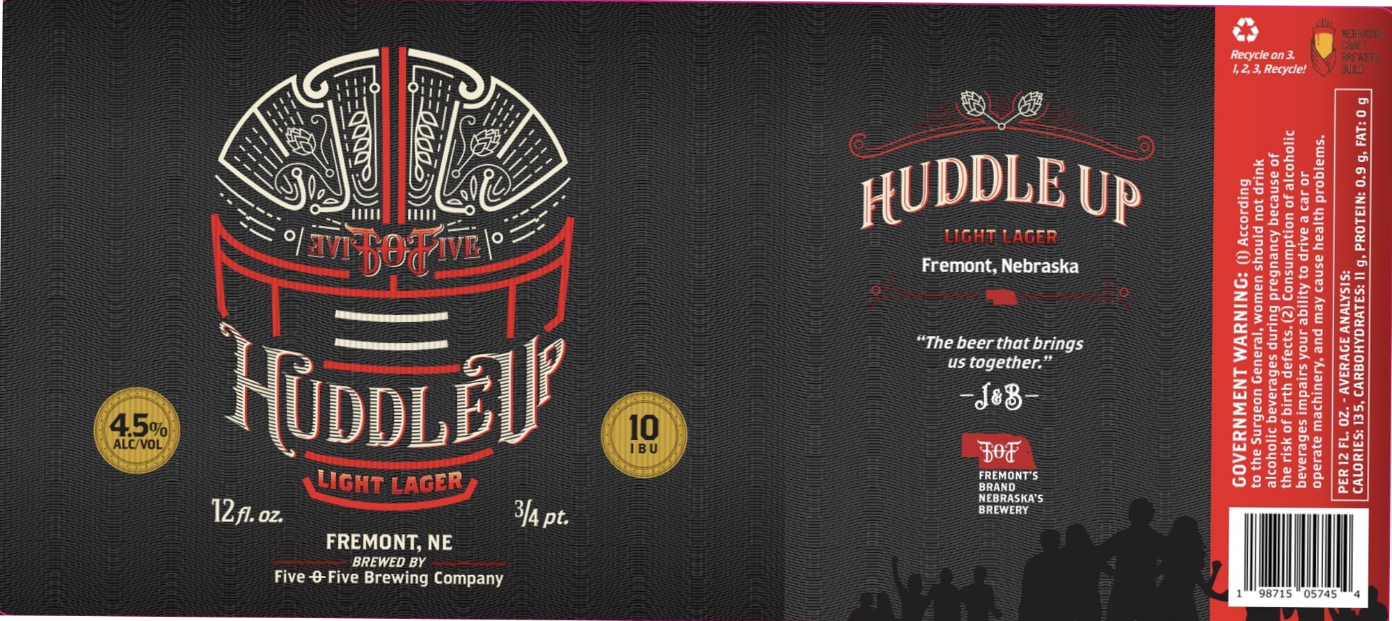 Huddle Up by Five & Five Brewing Company - beer label