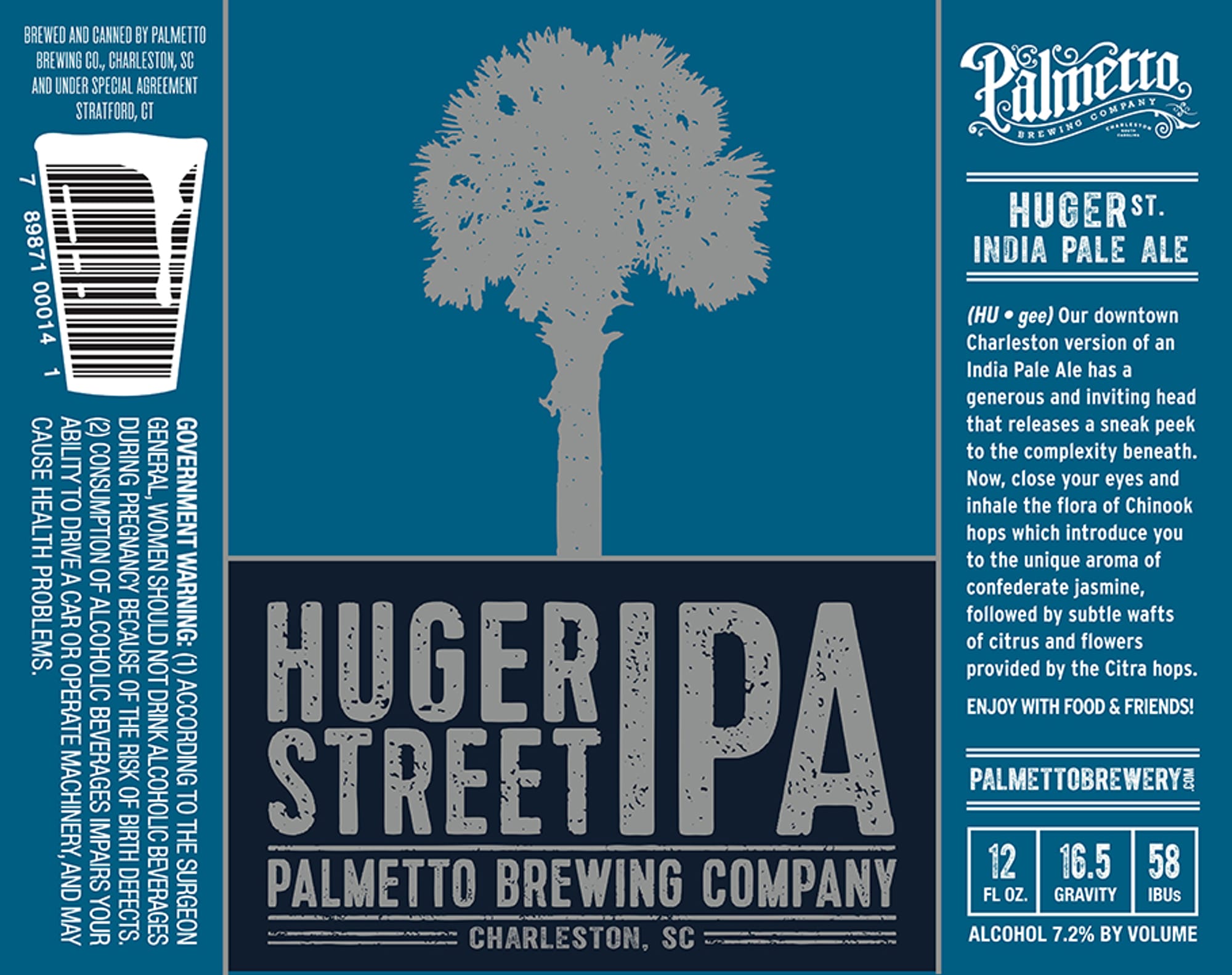 Huger St. IPA by Palmetto Brewing Company - beer label