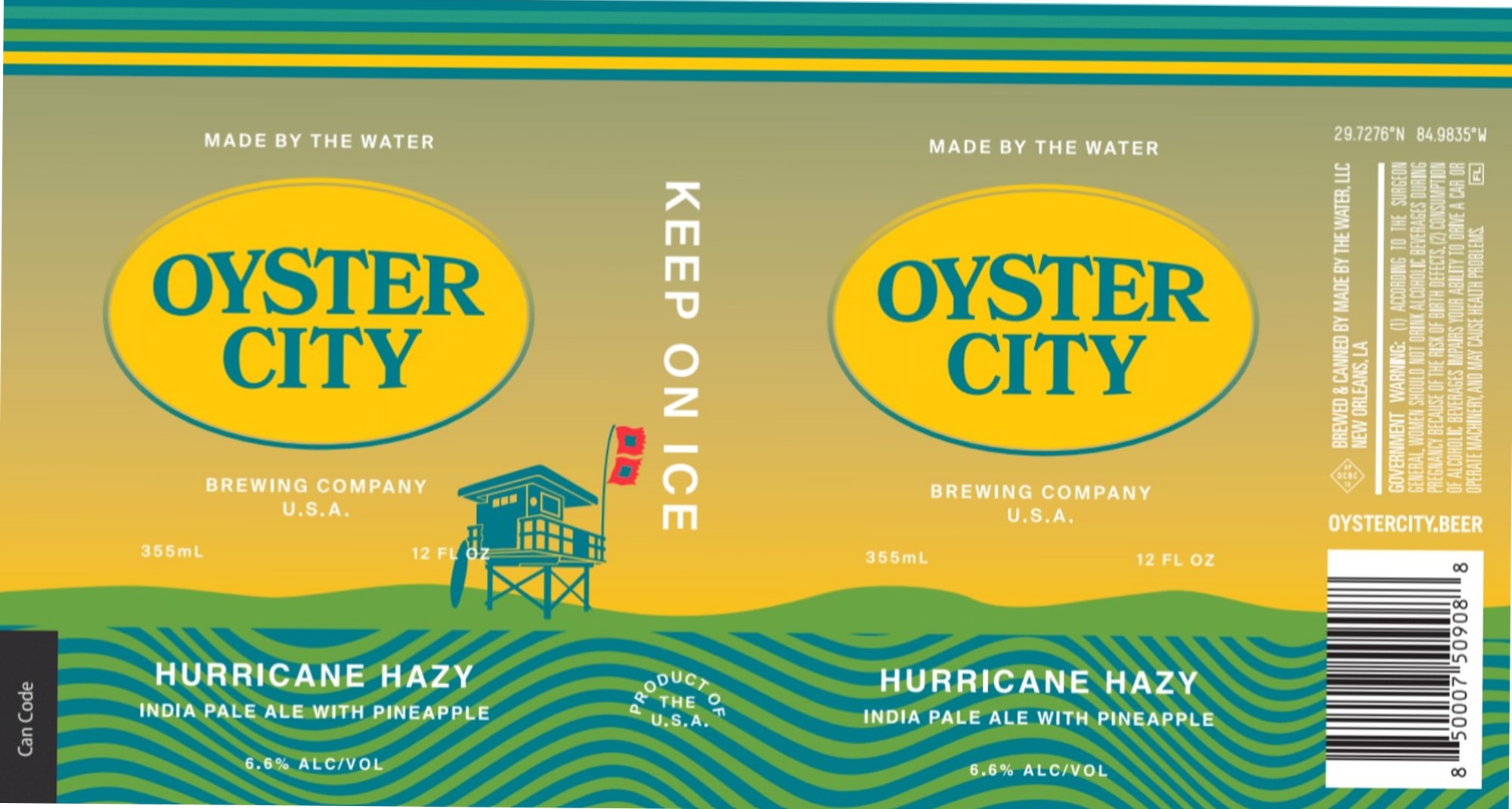 Hurricane Hazy by Oyster City Brewing Company - beer label