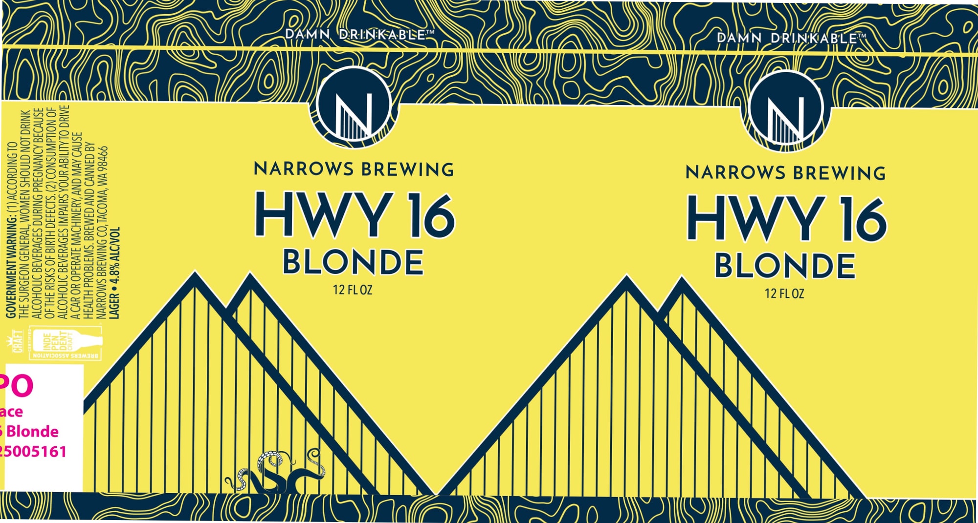 Hwy 16 Blonde by Narrows Brewing - beer label
