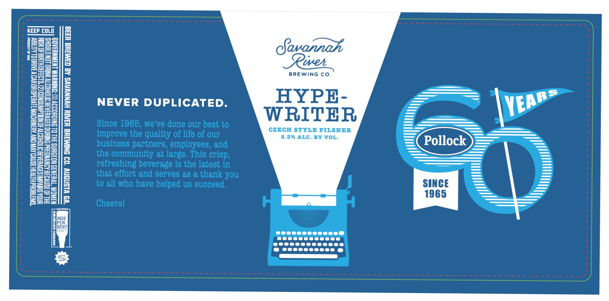 Hype-Writer by Savannah River Brewing Co. - beer label