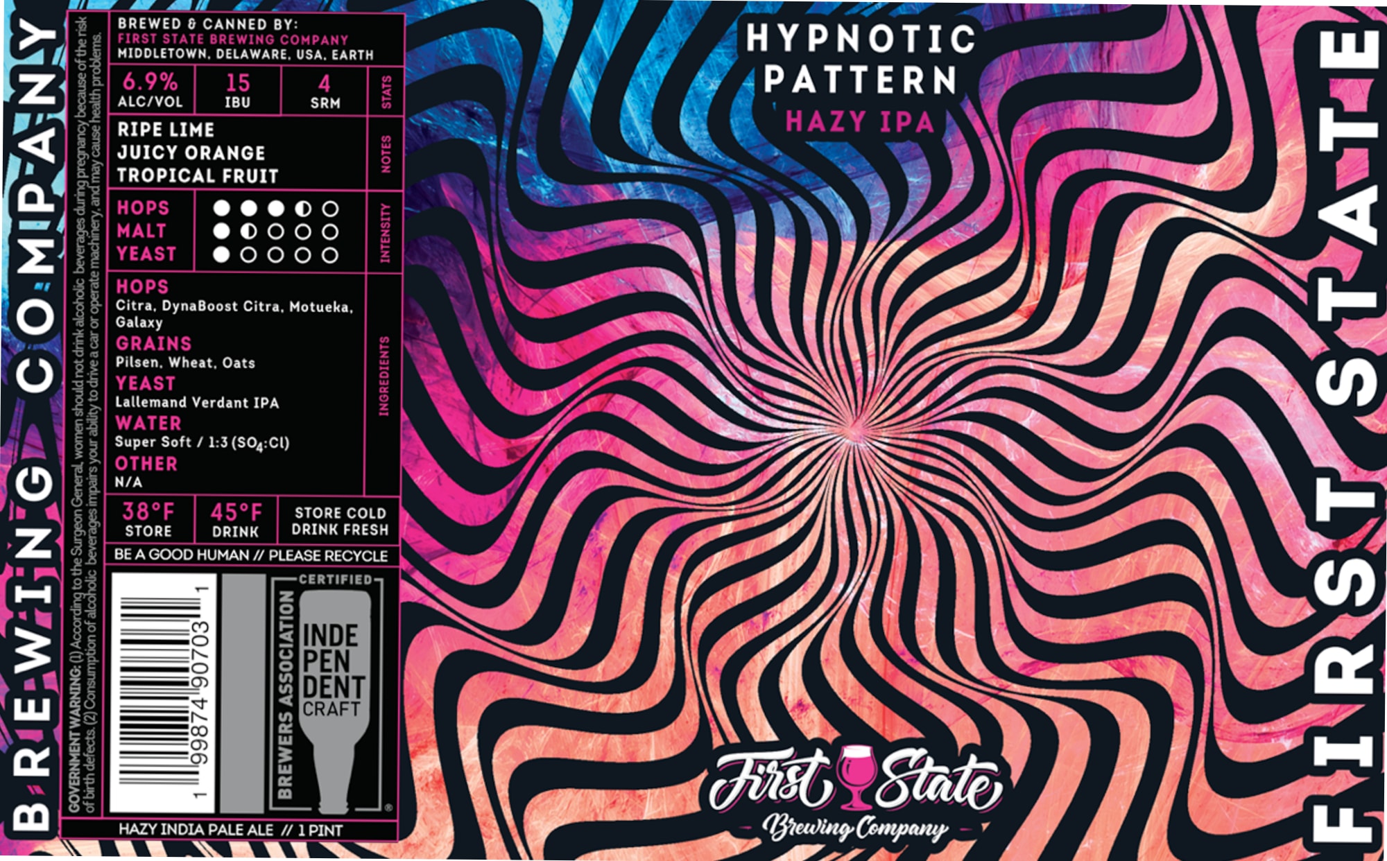 Hypnotic Pattern by First State Brewing Company - beer label