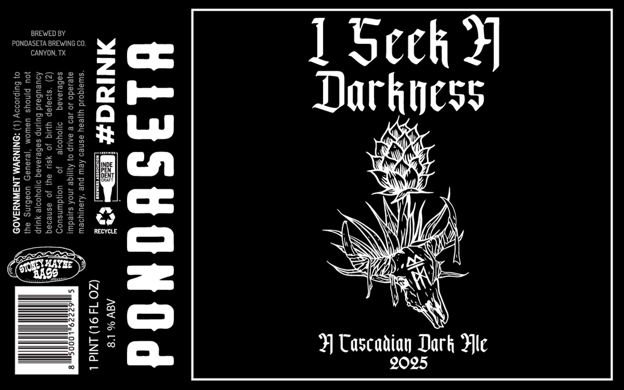 I Seek Darkness by Pondaseta Brewing Co. - beer label