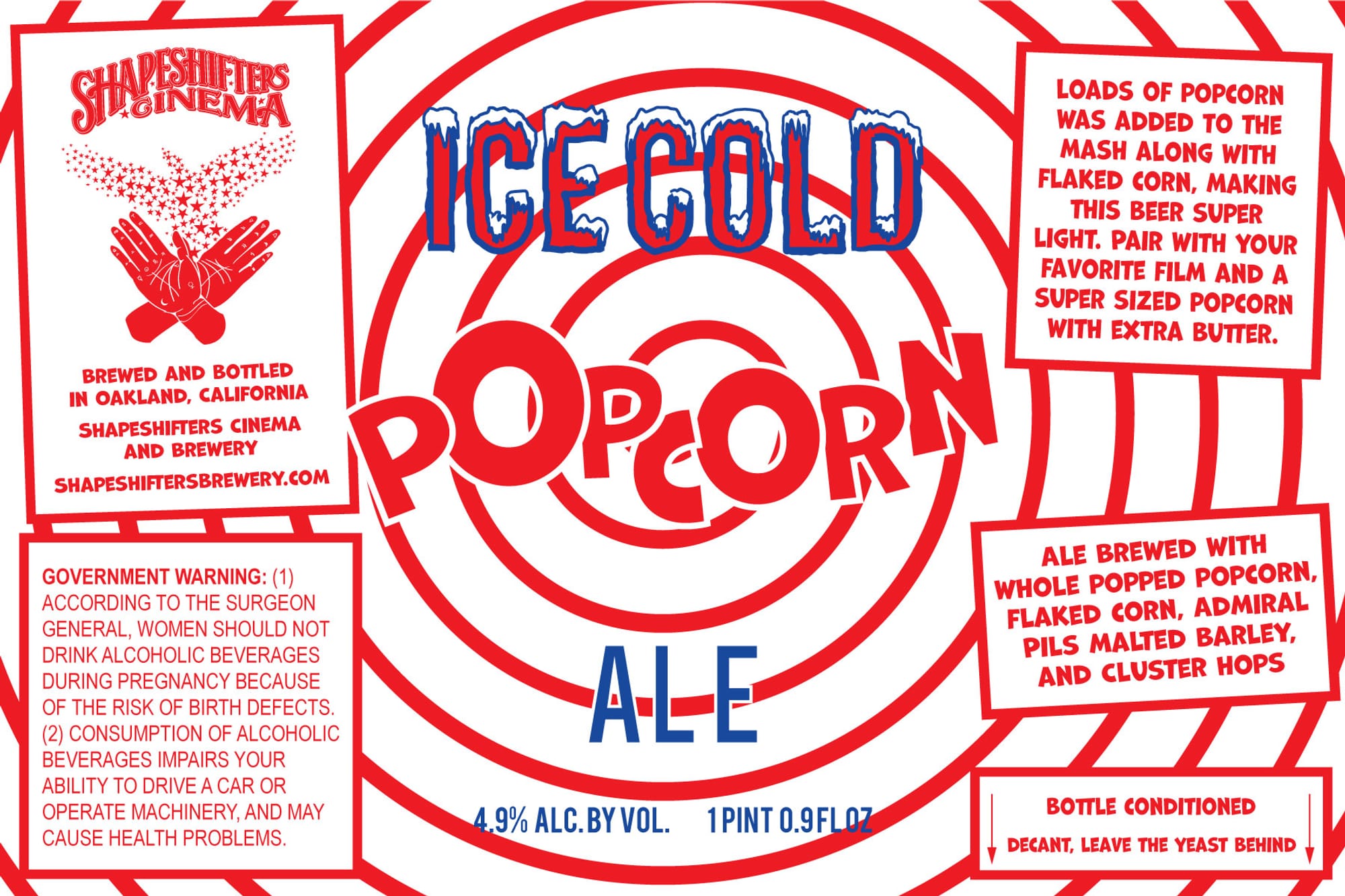 Ice Cold Popcorn by Shapeshifters Cinema - beer label