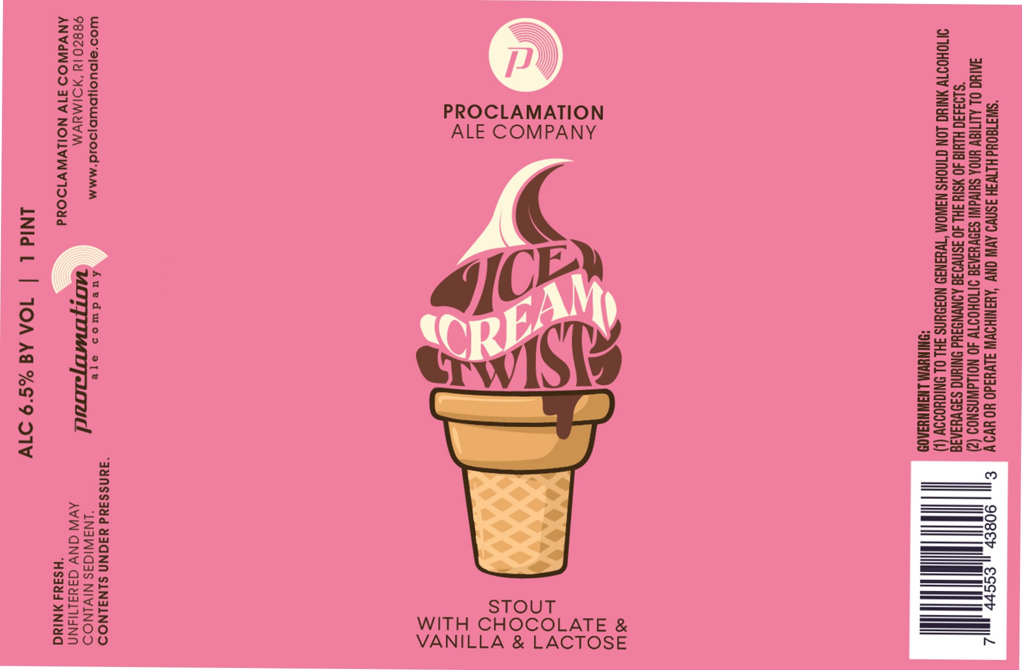 Ice Cream Twist by Proclamation Ale Company - beer label