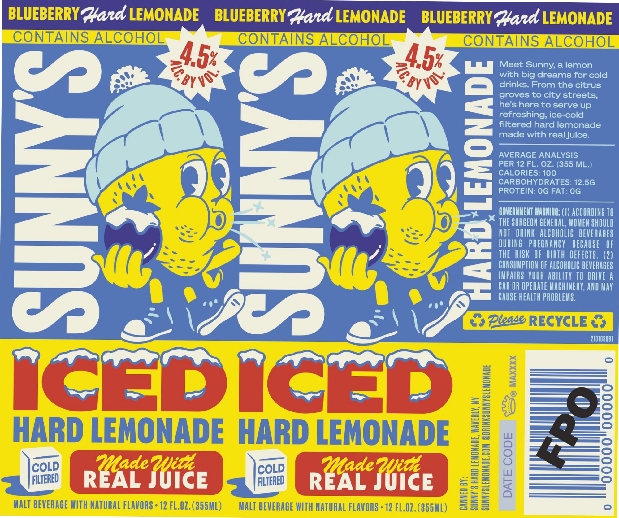 Iced Hard Lemonade by Sunny's Hard Lemonade - beer label