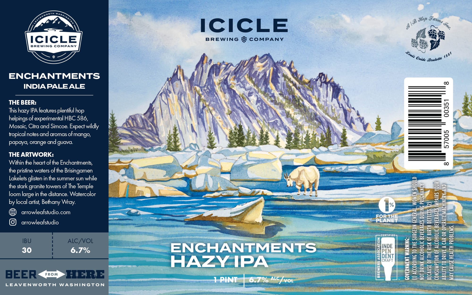 Enchantments Hazy IPA by Icicle Brewing Company - beer label