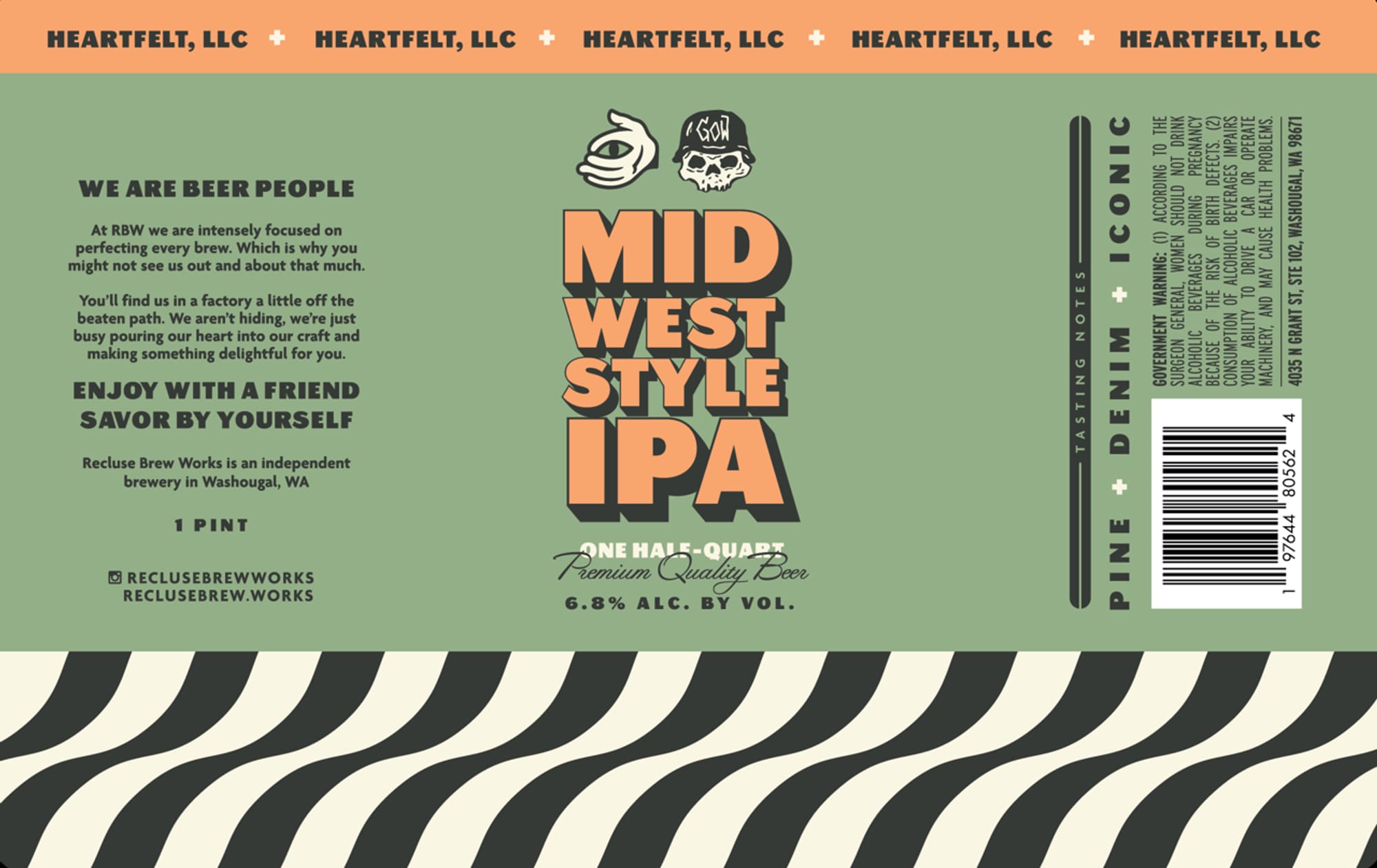 Iconic Mid West Style IPA by Recluse Brew Works - beer label