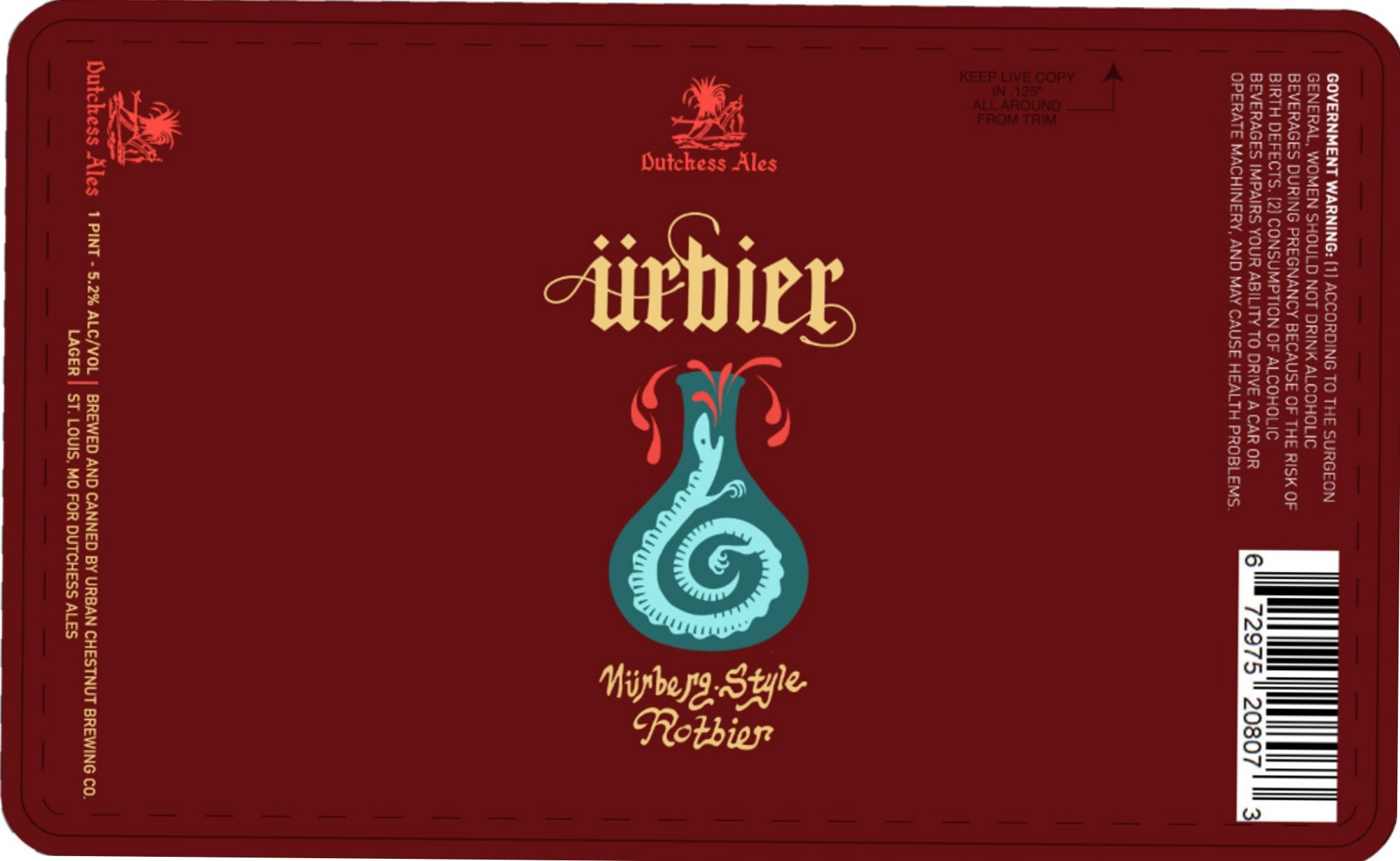 Iirbier by Dutchess Ales / Urban Chestnut Brewing Co. - beer label