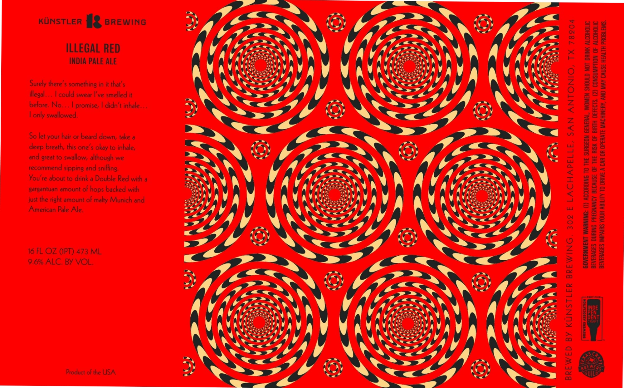 Illegal Red by Künstler Brewing - beer label