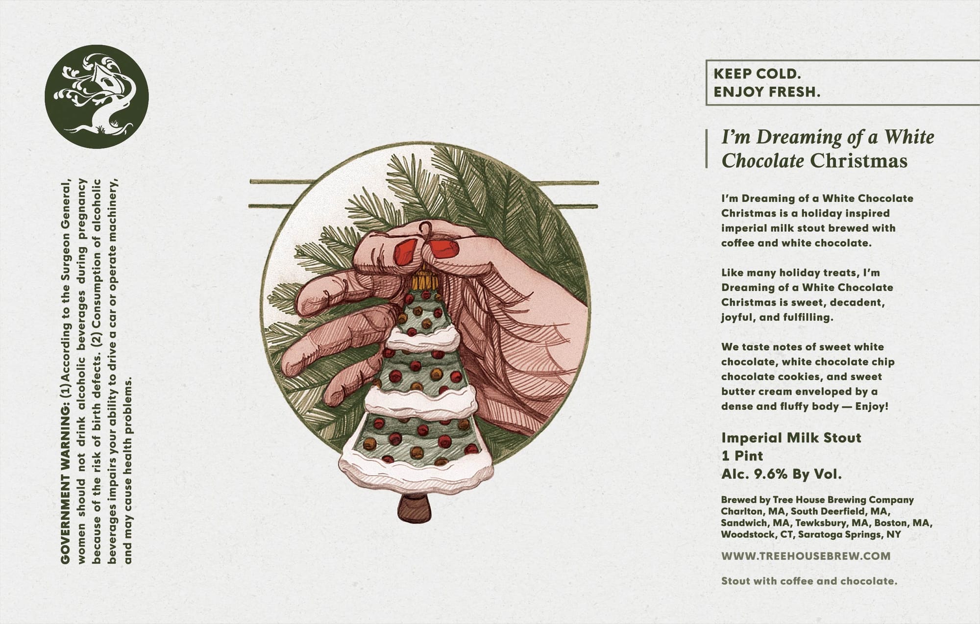 I’m Dreaming of a White Chocolate Christmas by Tree House Brewing Company - beer label